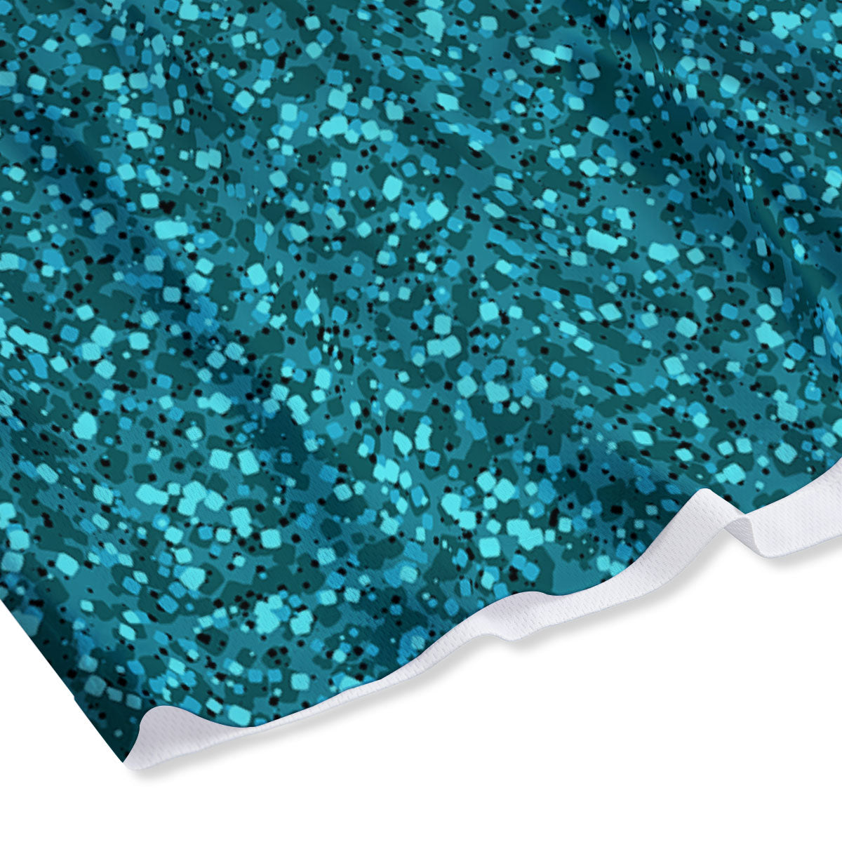Artwork Turquoise Glitter Print Pattern Mesh Shorts