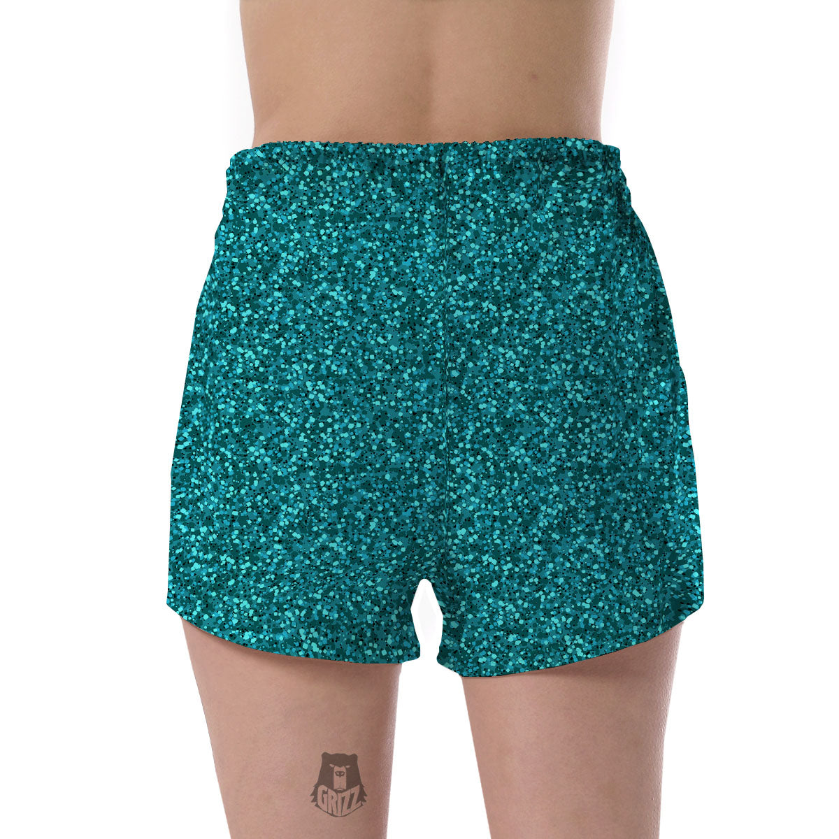 Artwork Turquoise Glitter Print Pattern Women's Shorts-grizzshop