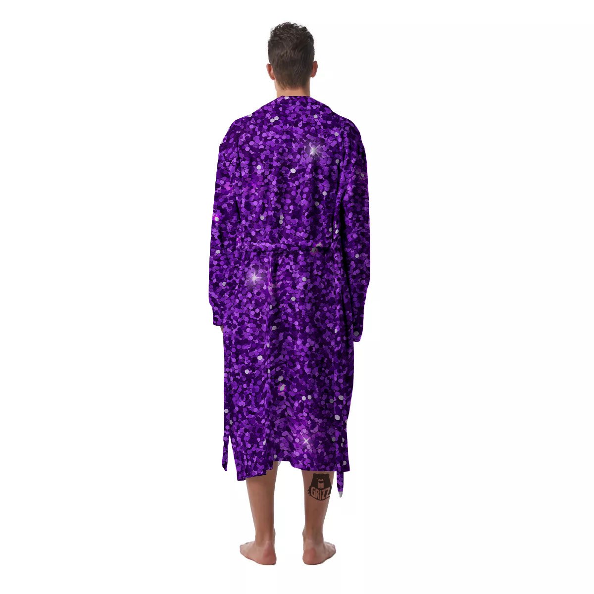 Artwork Glitter Purple Print Men's Robe-grizzshop