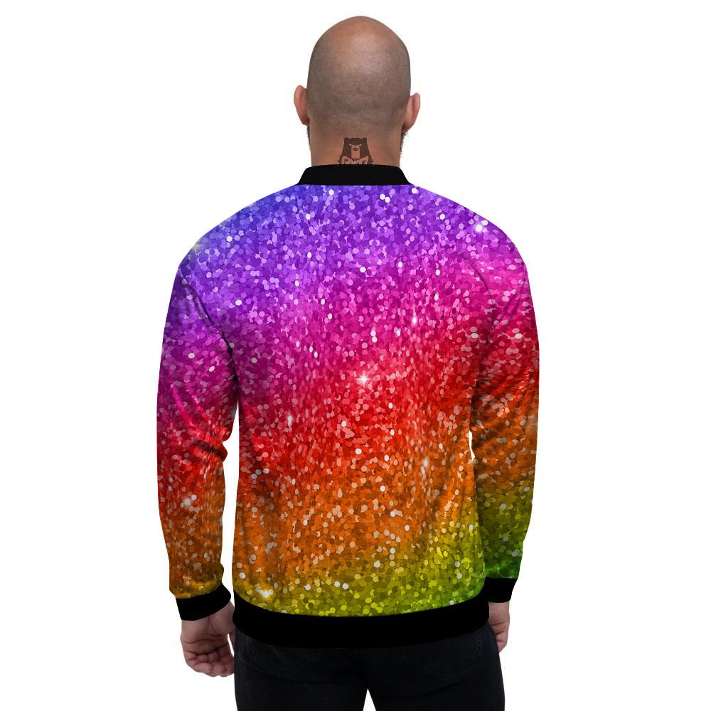 Artwork Rainbow Glitter Print Men's Bomber Jacket-grizzshop