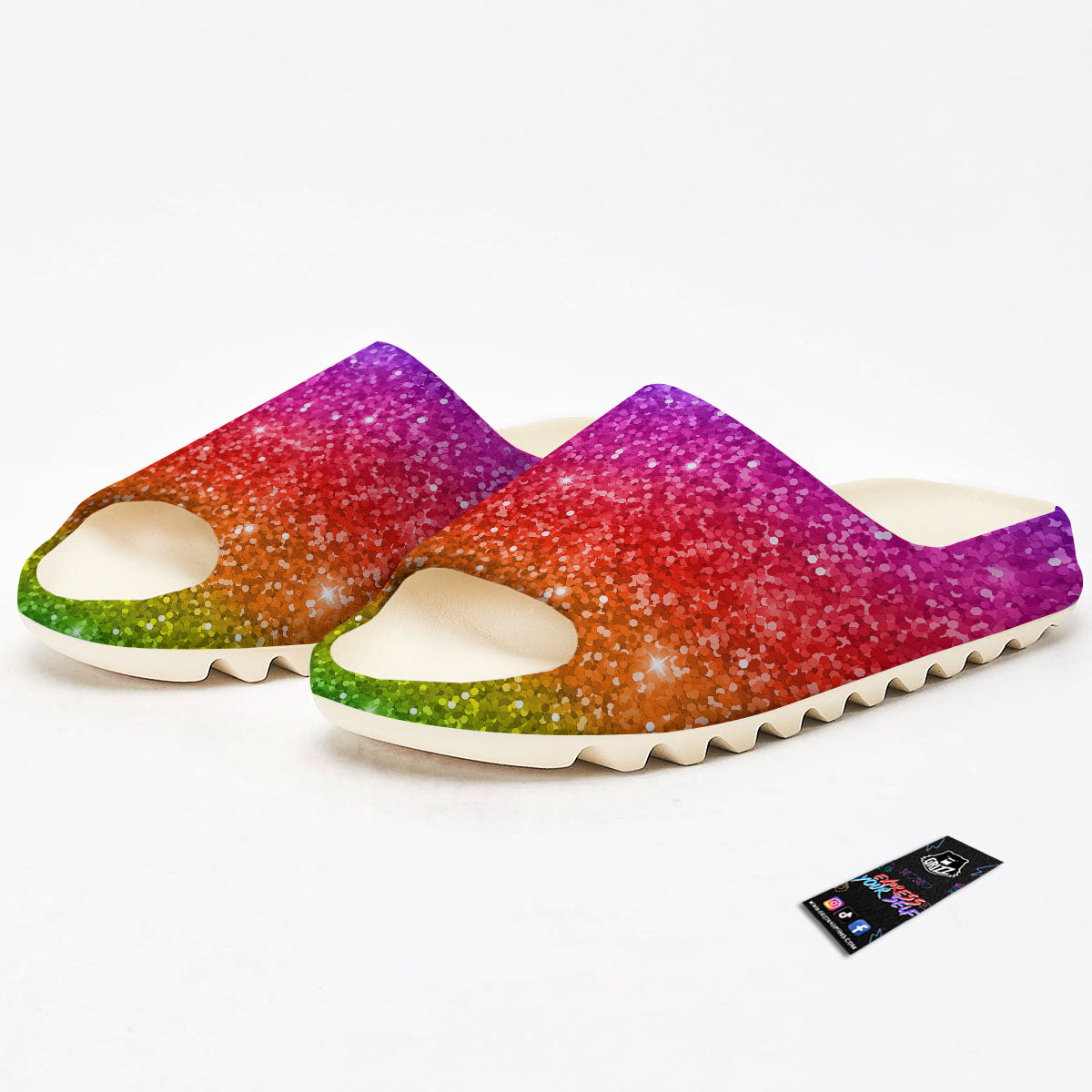 Artwork Rainbow Glitter Print Sandals-grizzshop