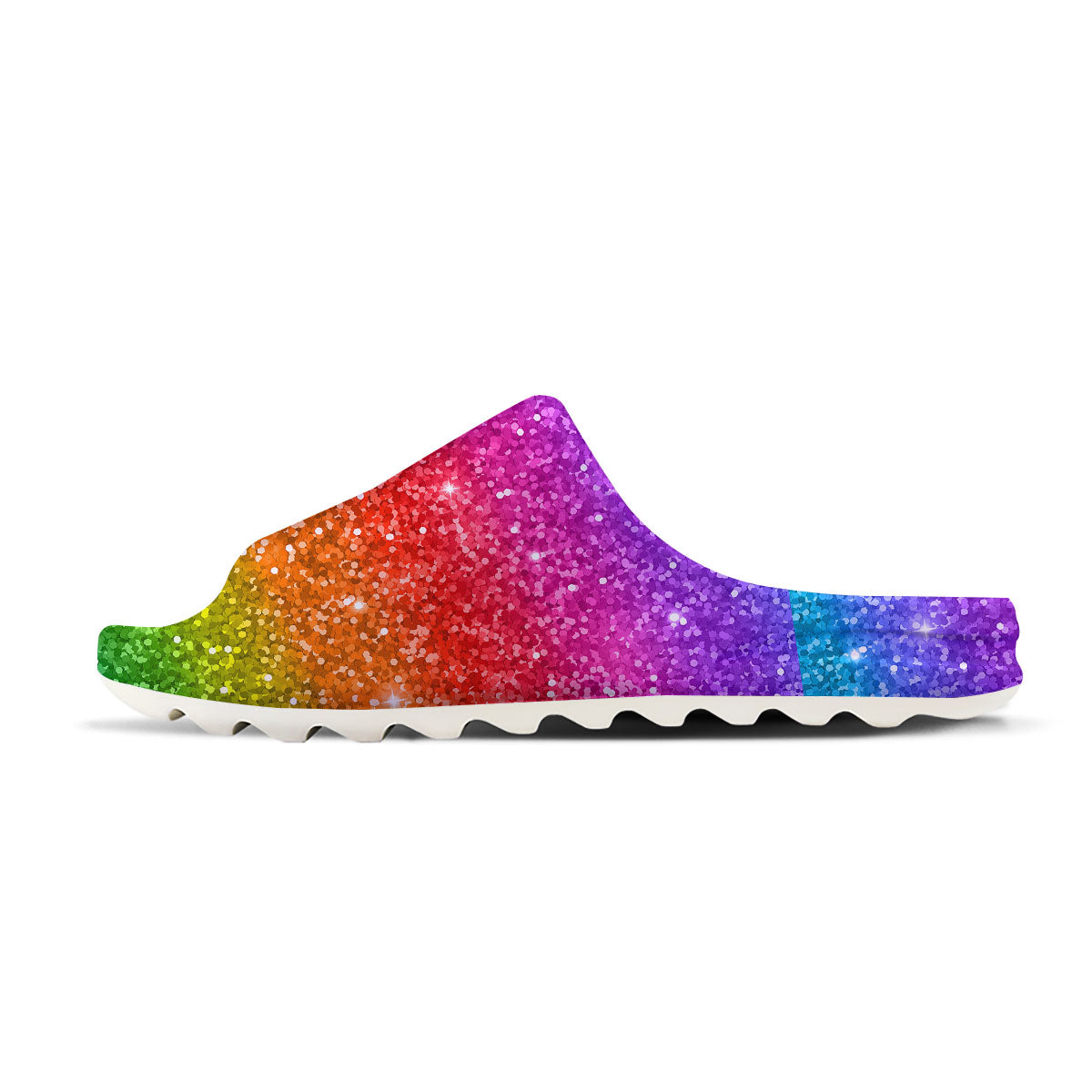 Artwork Rainbow Glitter Print Sandals-grizzshop