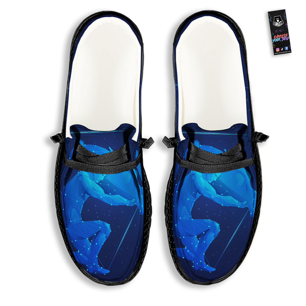 Astrological And Aquarius Signs Print Black Loafers-grizzshop