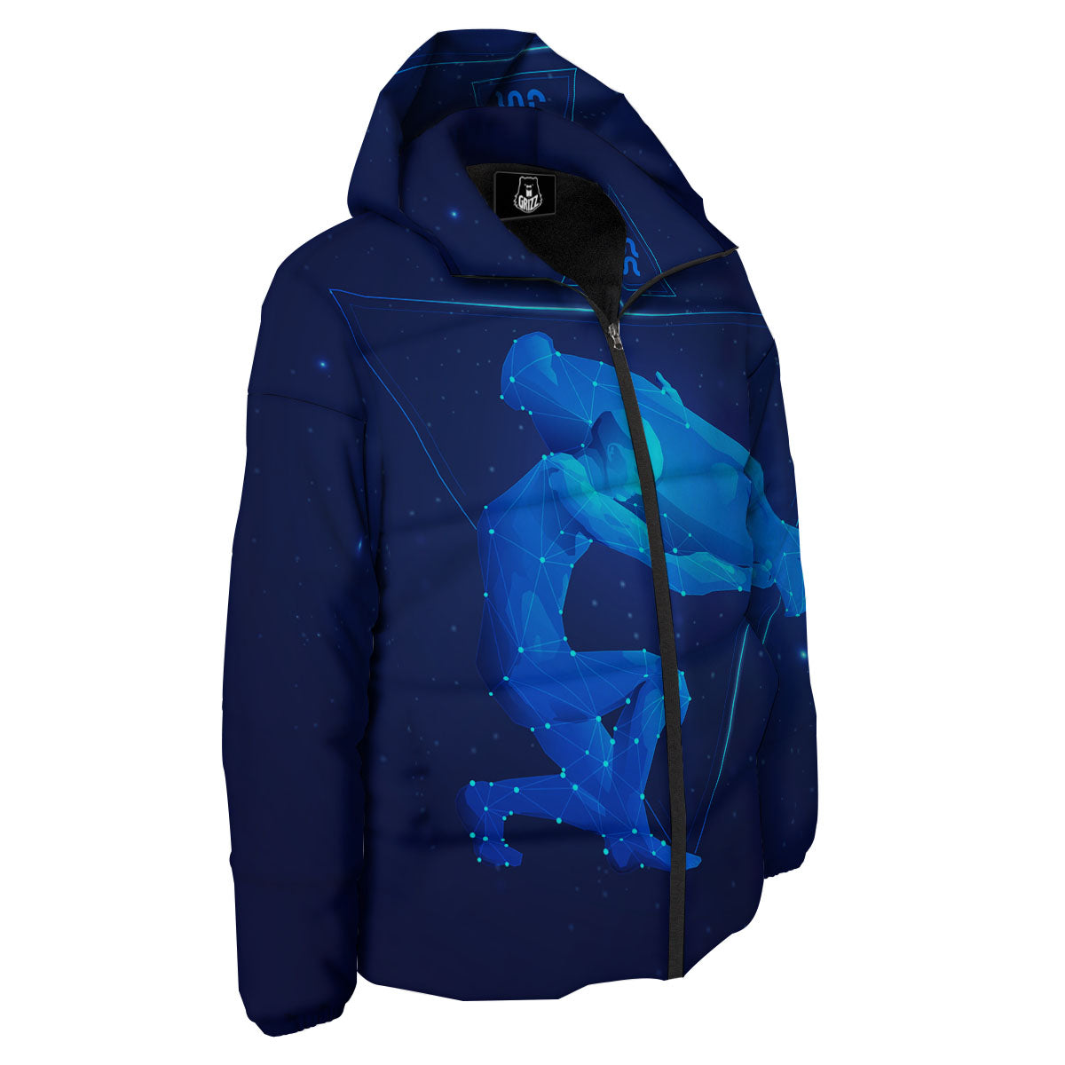 Astrological And Aquarius Signs Print Down Jacket-grizzshop