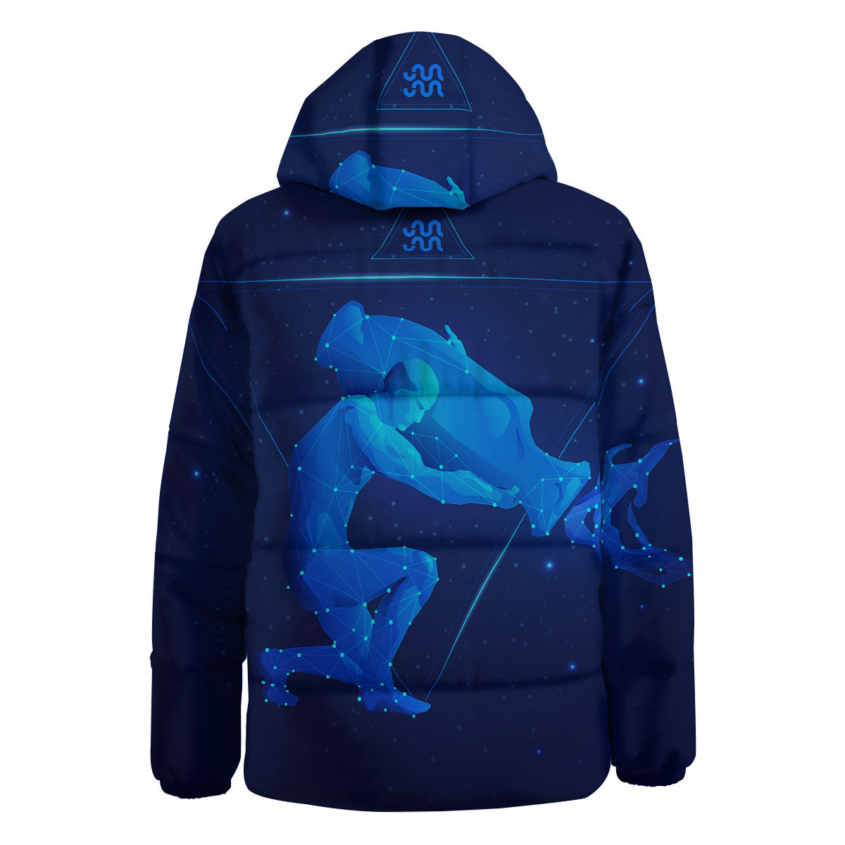 Astrological And Aquarius Signs Print Down Jacket-grizzshop