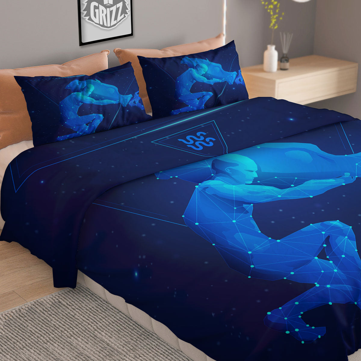 Astrological And Aquarius Signs Print Duvet Cover Bedding Set