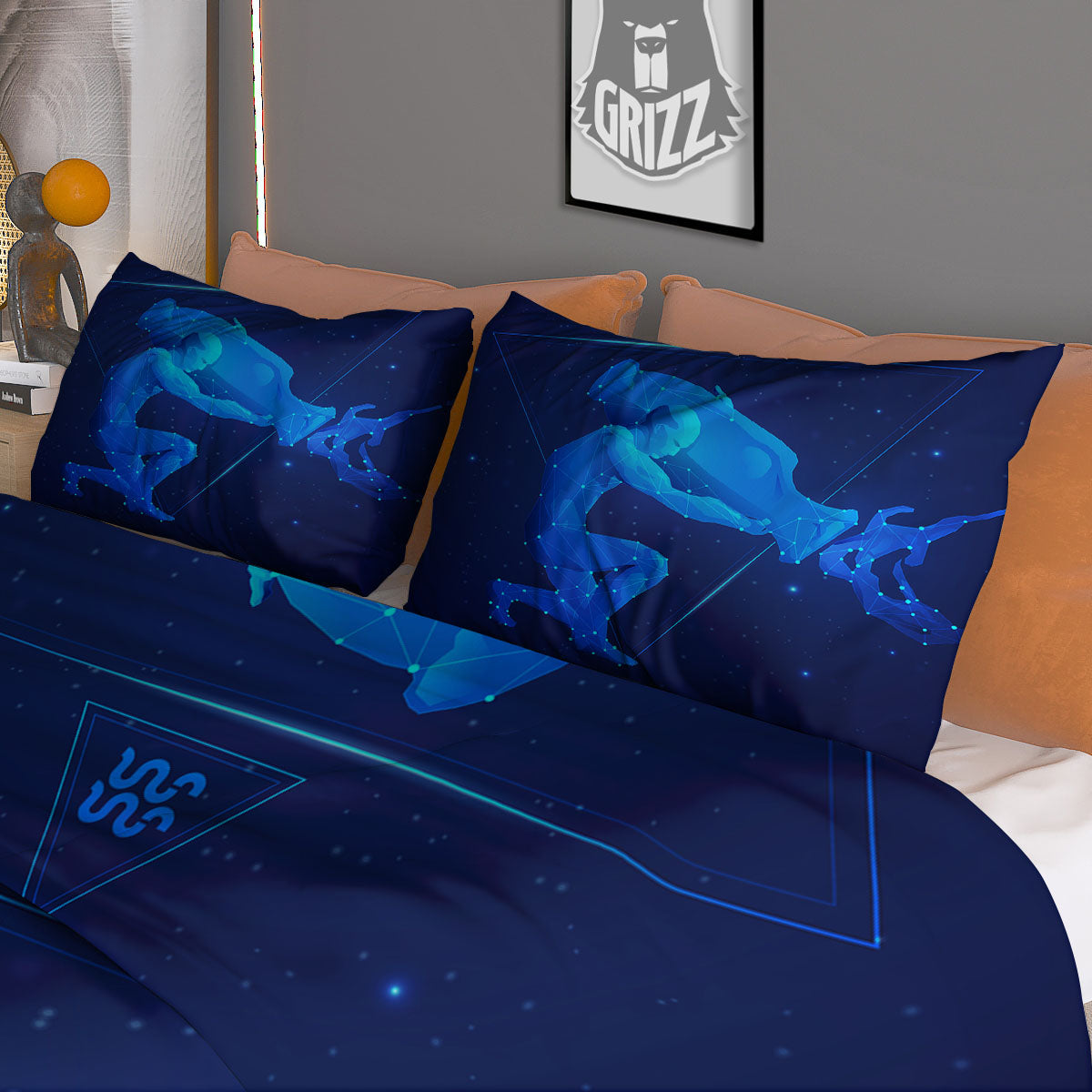 Astrological And Aquarius Signs Print Duvet Cover Bedding Set