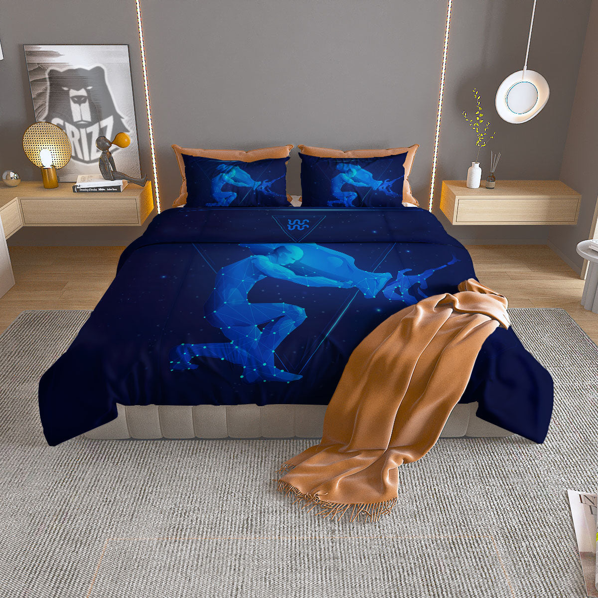 Astrological And Aquarius Signs Print Duvet Cover Bedding Set