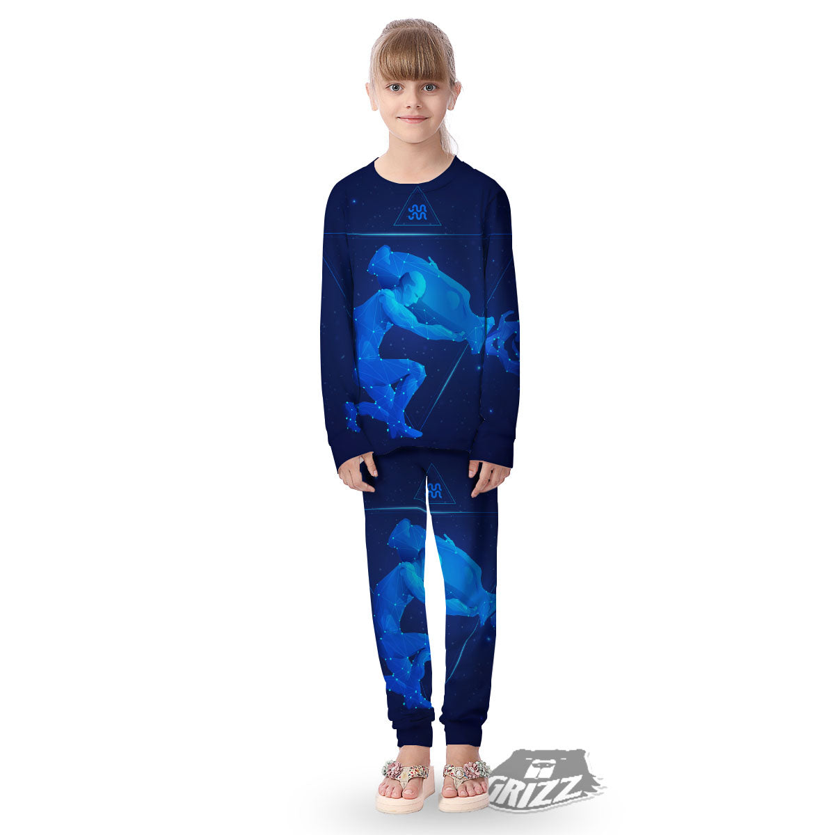 Astrological And Aquarius Signs Print Kid's Pajamas-grizzshop