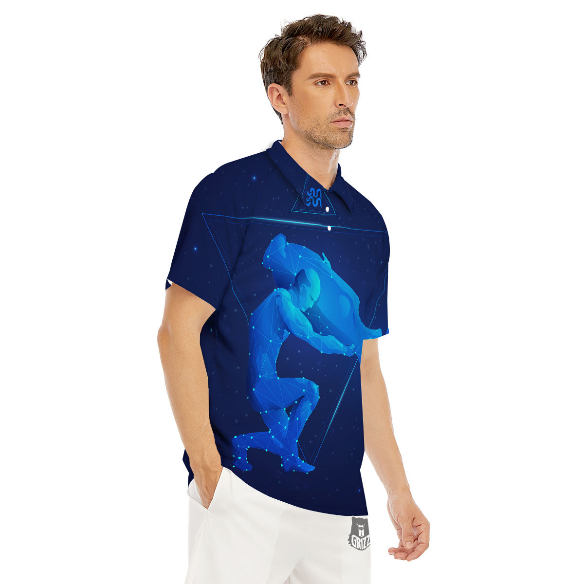 Astrological And Aquarius Signs Print Men's Golf Shirts-grizzshop