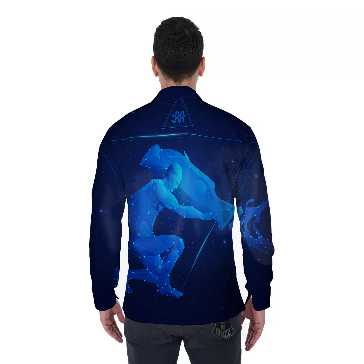 Astrological And Aquarius Signs Print Men's Long Sleeve Shirts-grizzshop