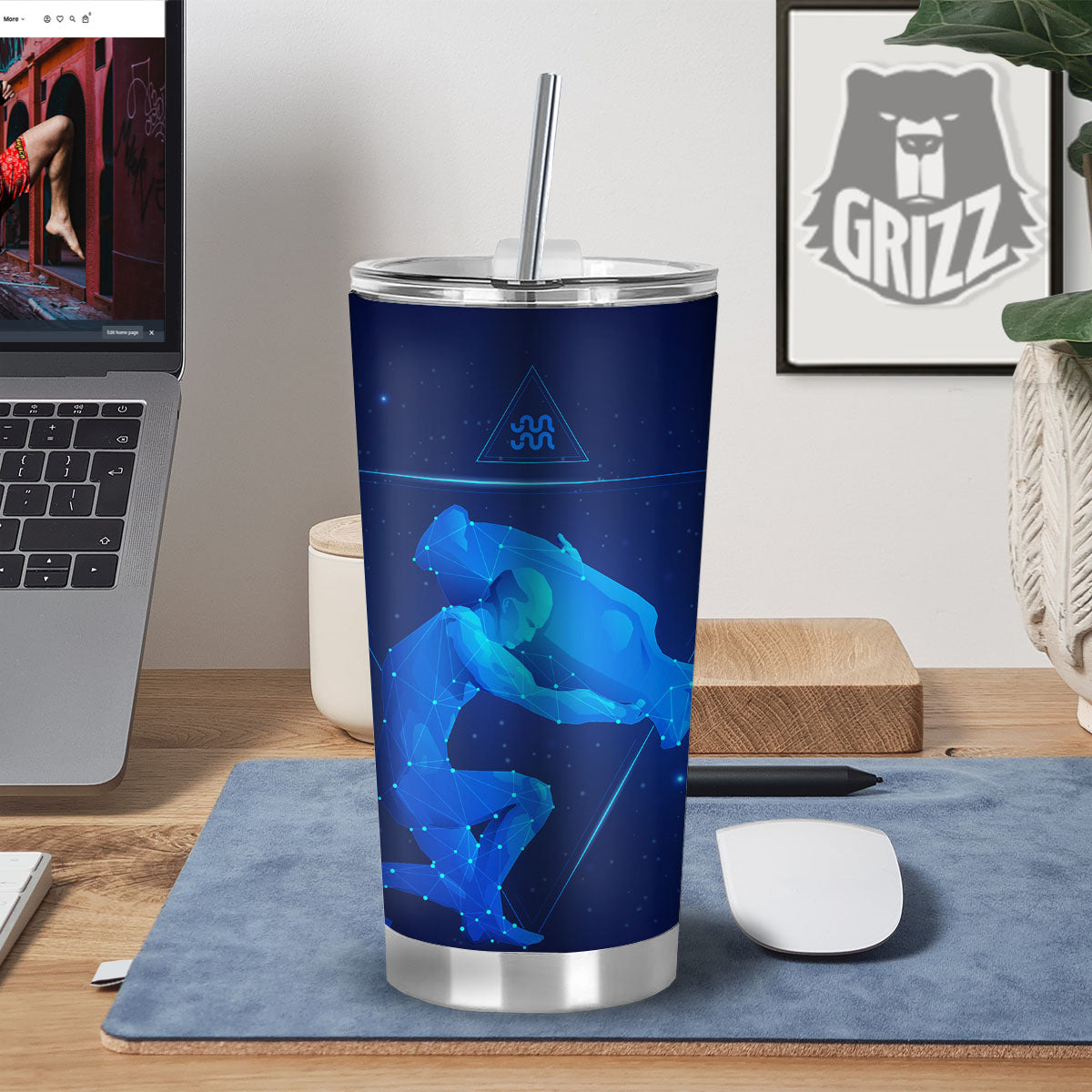 Astrological And Aquarius Signs Print Tumbler-grizzshop