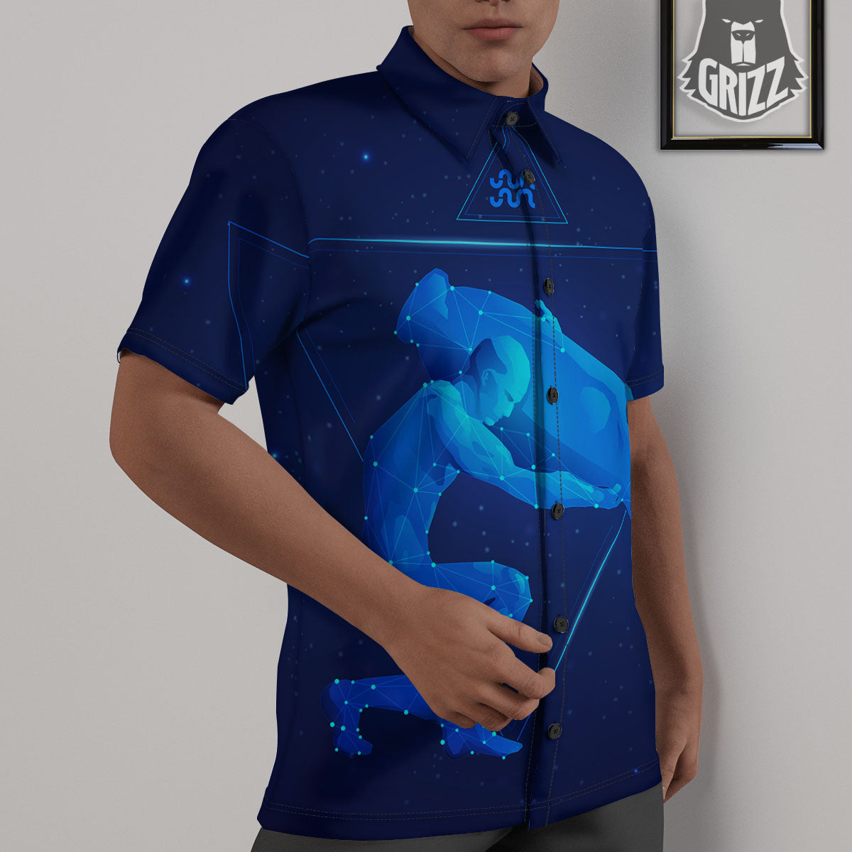 Astrological And Aquarius Signs Print Untucked Shirts-grizzshop