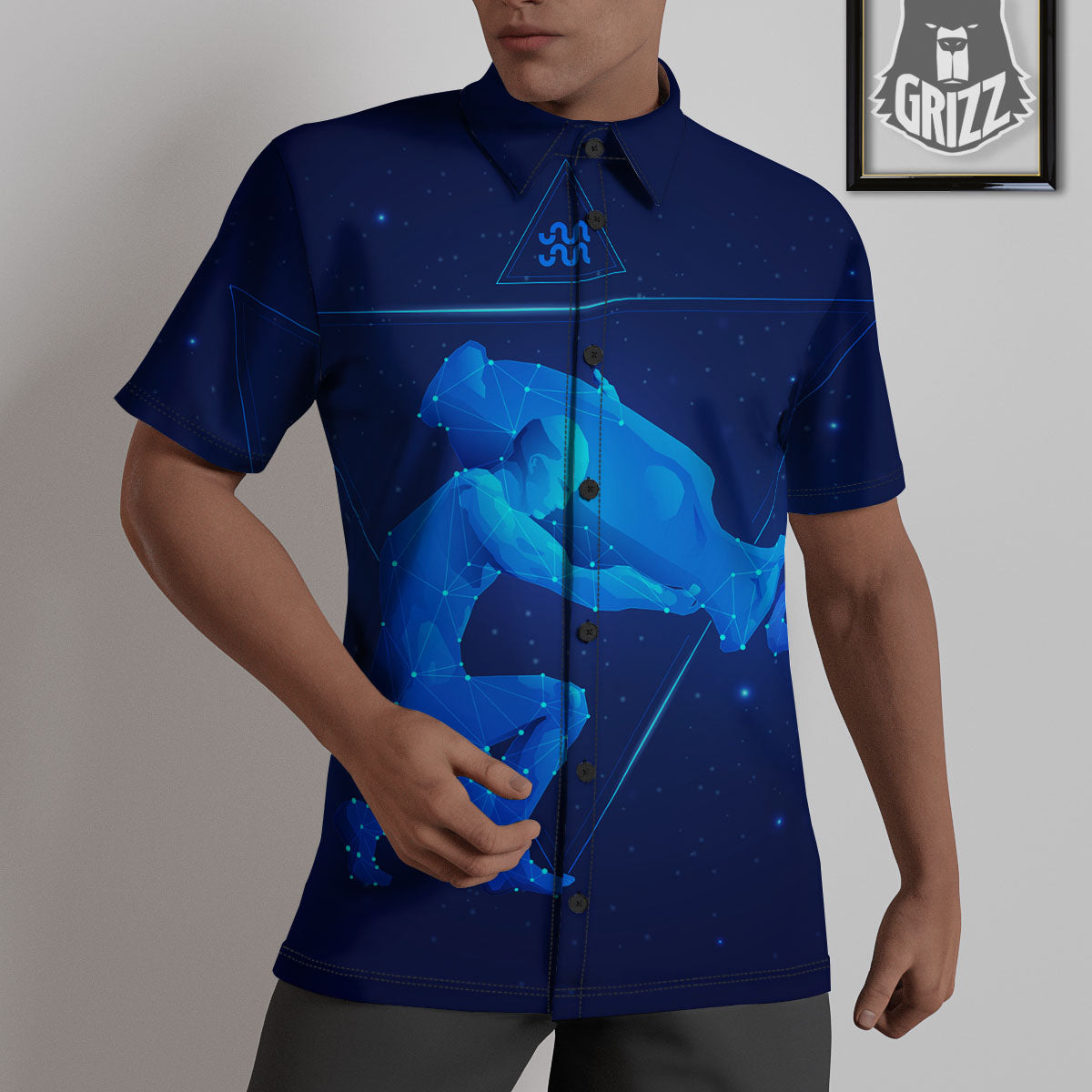Astrological And Aquarius Signs Print Untucked Shirts-grizzshop