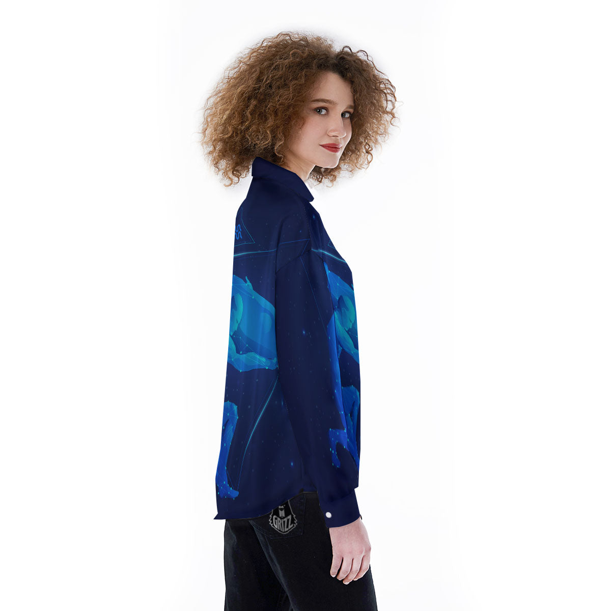 Astrological And Aquarius Signs Print Women's Long Sleeve Shirts-grizzshop