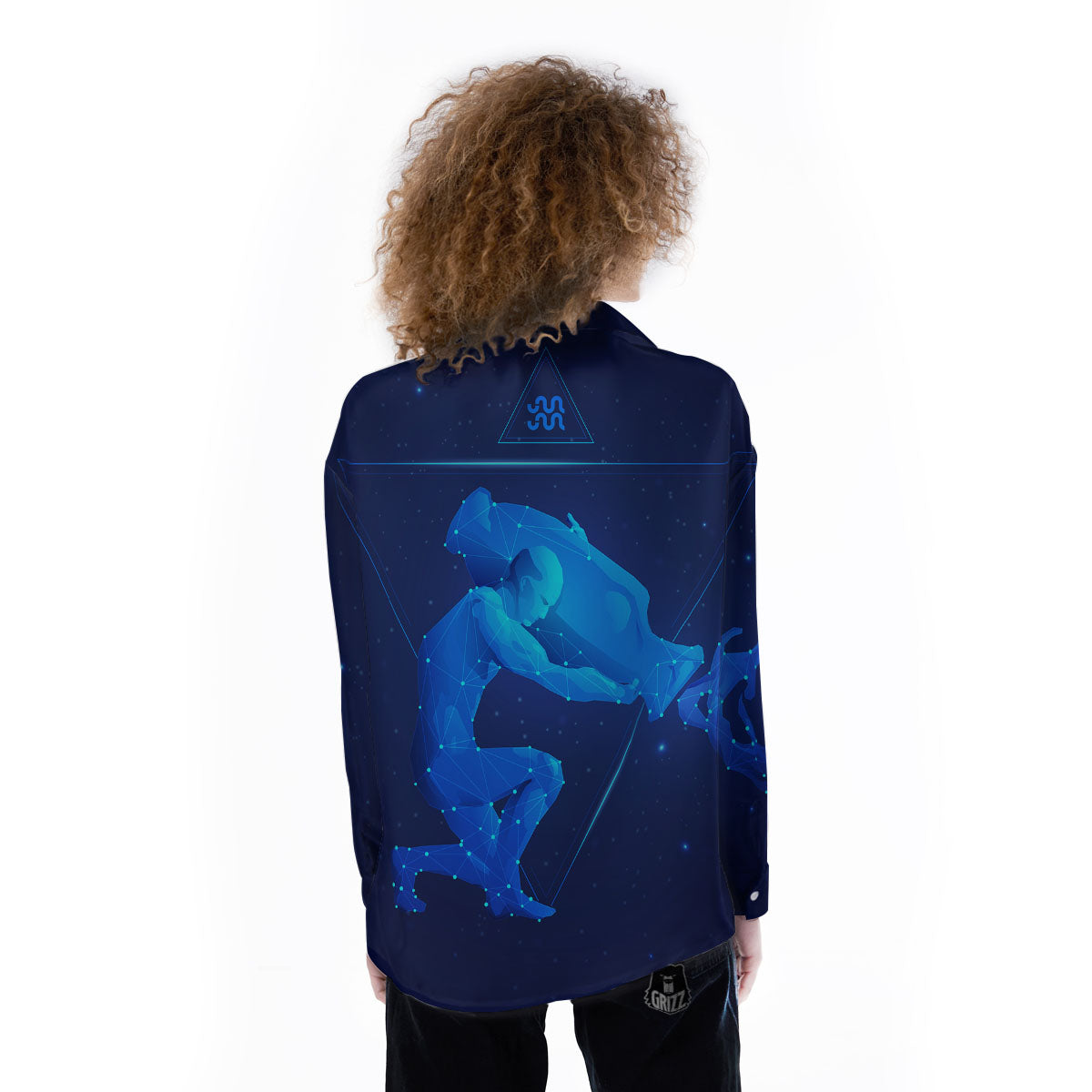 Astrological And Aquarius Signs Print Women's Long Sleeve Shirts-grizzshop