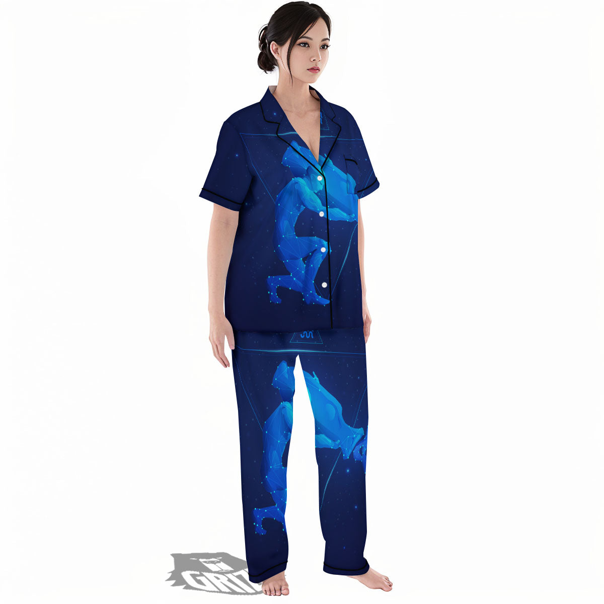 Astrological And Aquarius Signs Print Women's Pajamas Set-grizzshop