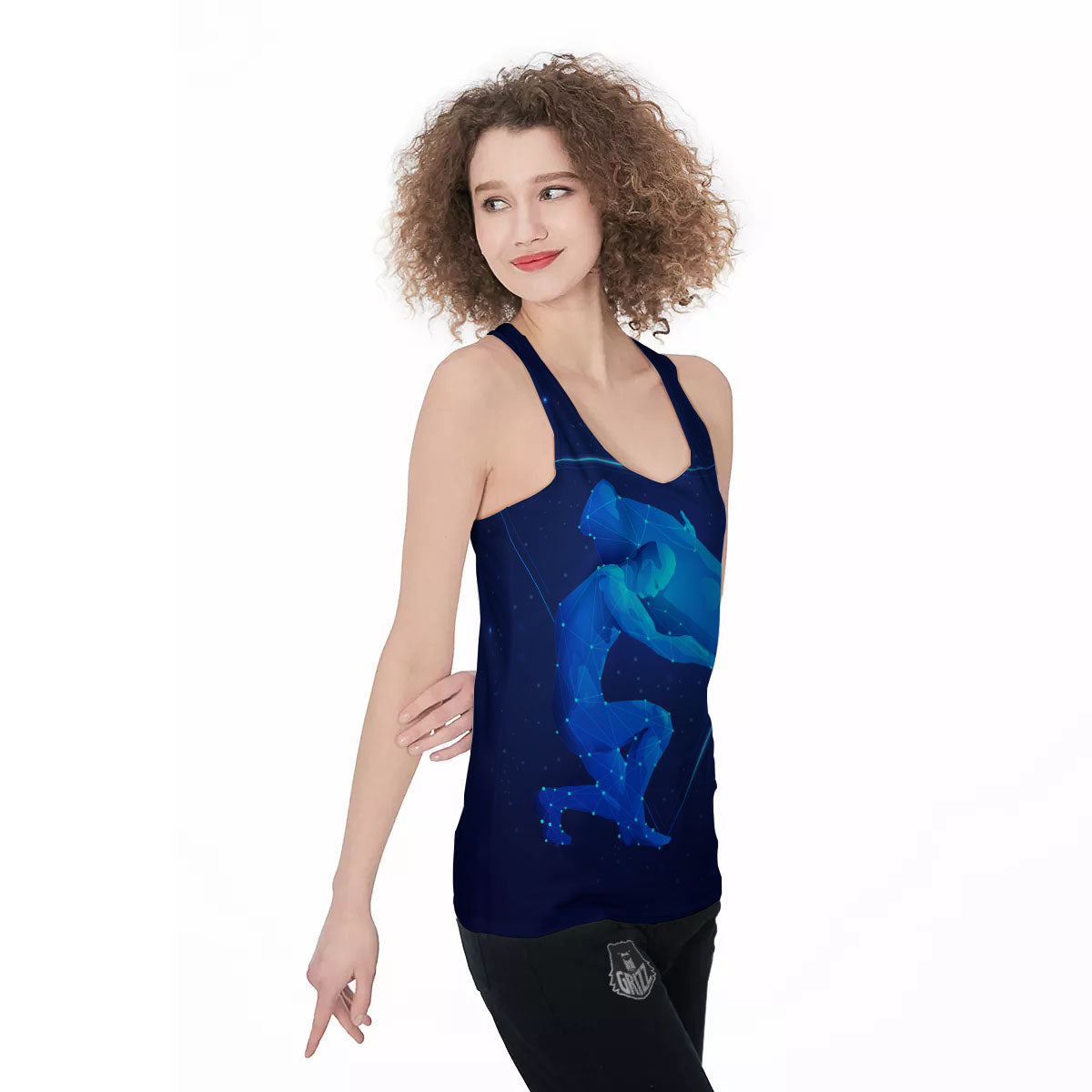 Astrological And Aquarius Signs Print Women's Racerback Tank Top-grizzshop