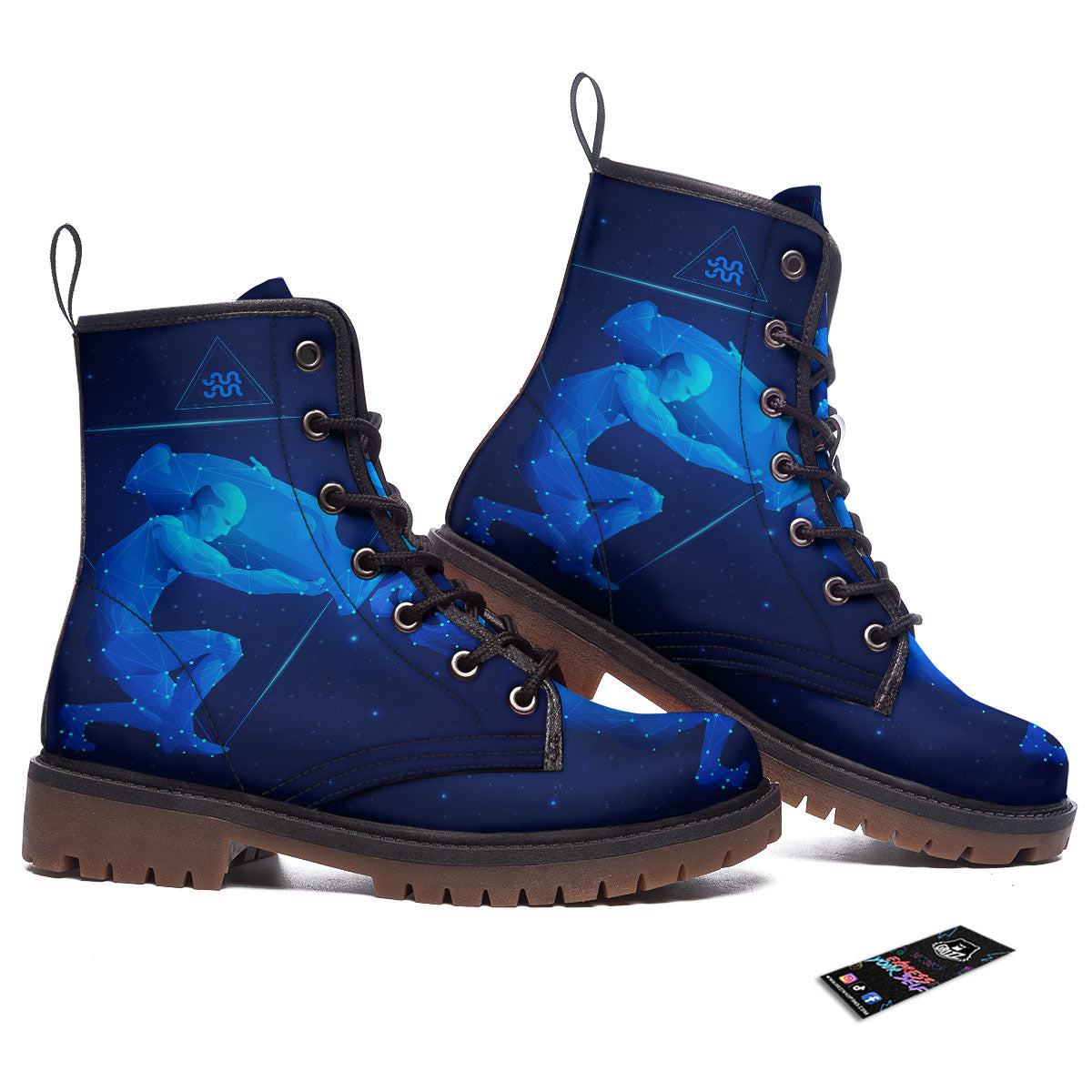 Astrological And Aquarius Signs Print Work Boots-grizzshop