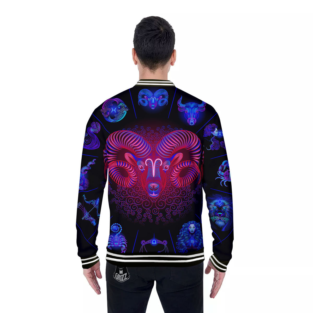 Astrological And Aries Signs Print Baseball Jacket-grizzshop
