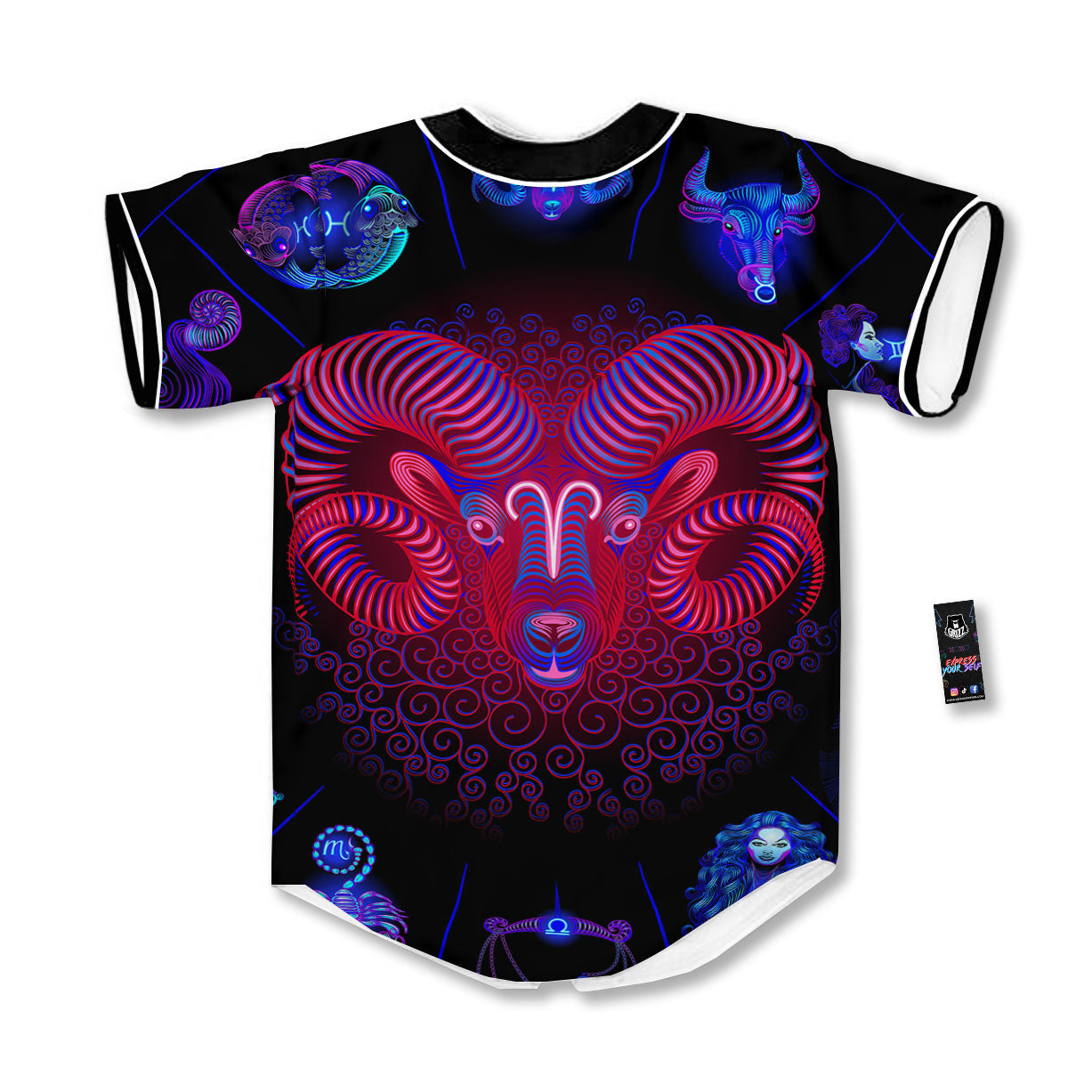 Astrological And Aries Signs Print Baseball Jersey-grizzshop