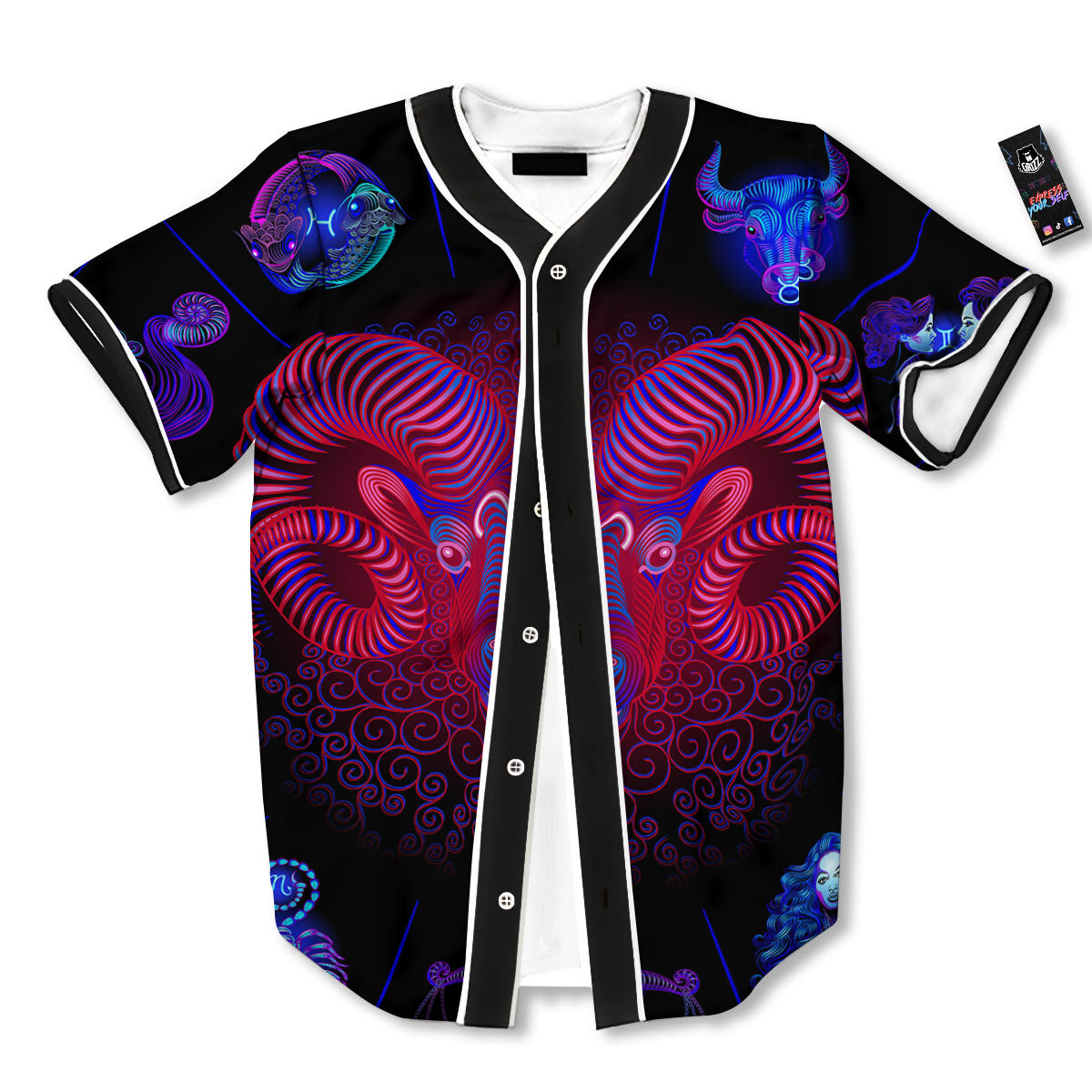 Astrological And Aries Signs Print Baseball Jersey-grizzshop