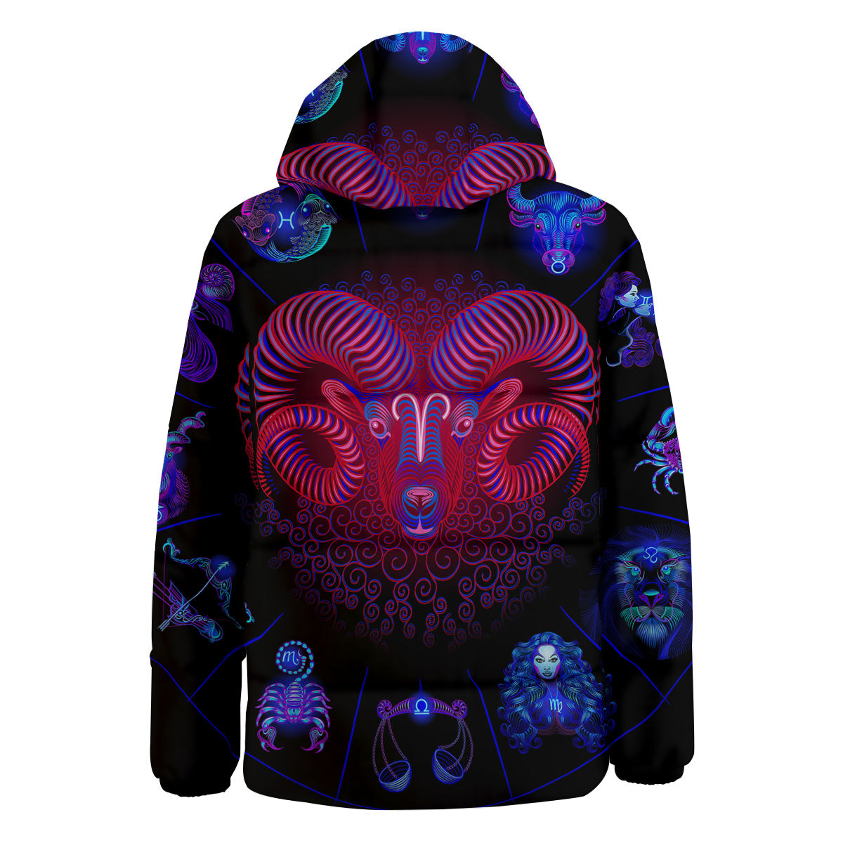 Astrological And Aries Signs Print Down Jacket-grizzshop