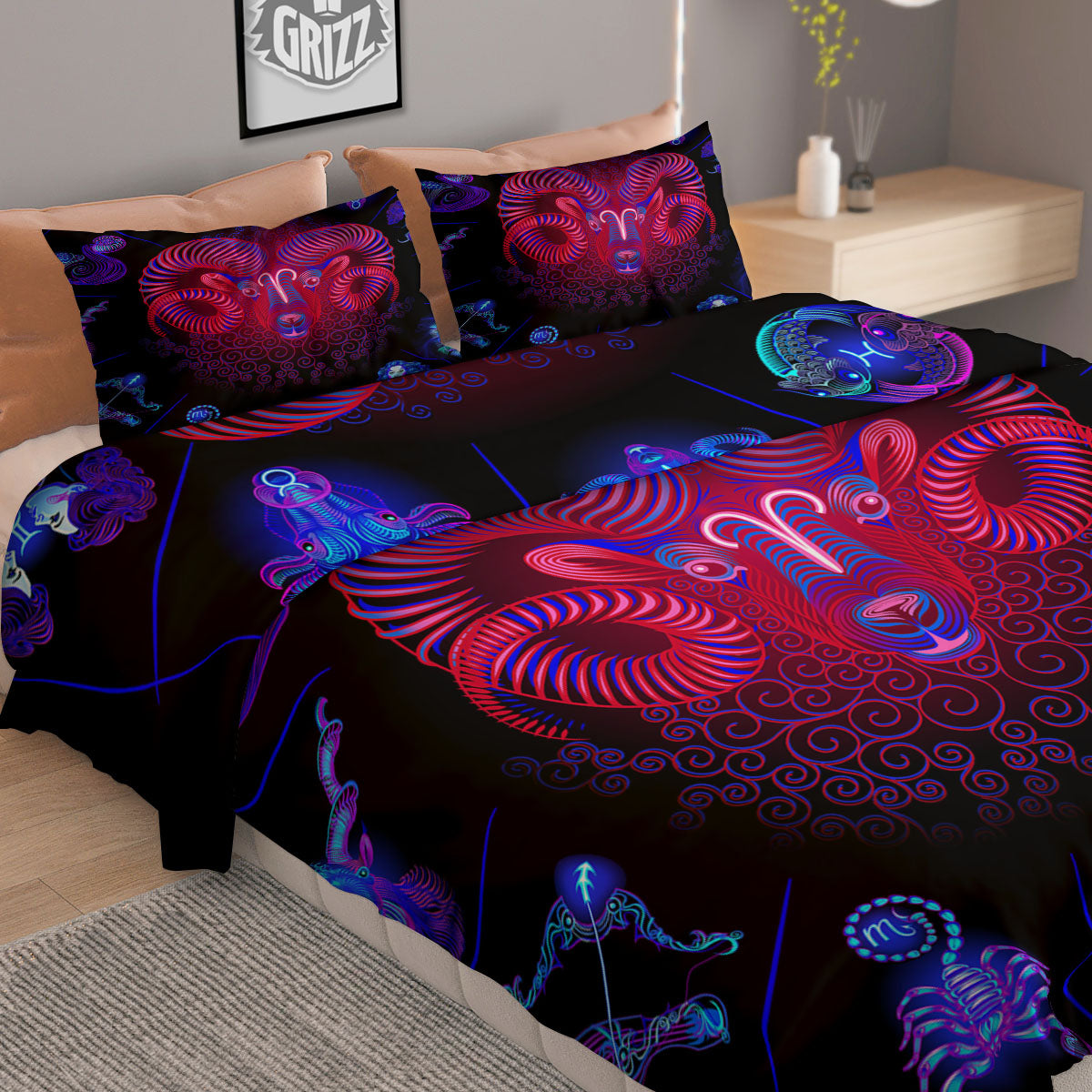 Astrological And Aries Signs Print Duvet Cover Bedding Set