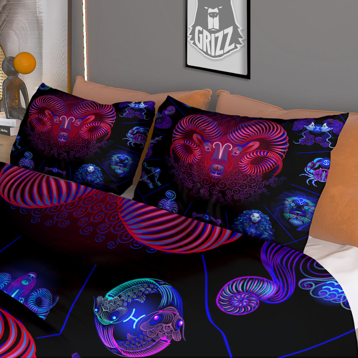 Astrological And Aries Signs Print Duvet Cover Bedding Set