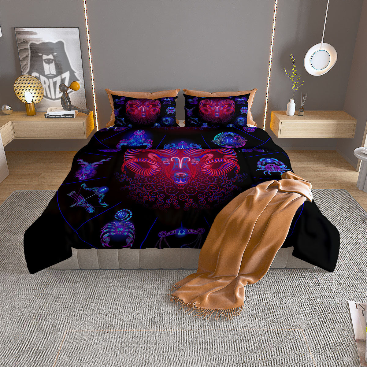 Astrological And Aries Signs Print Duvet Cover Bedding Set