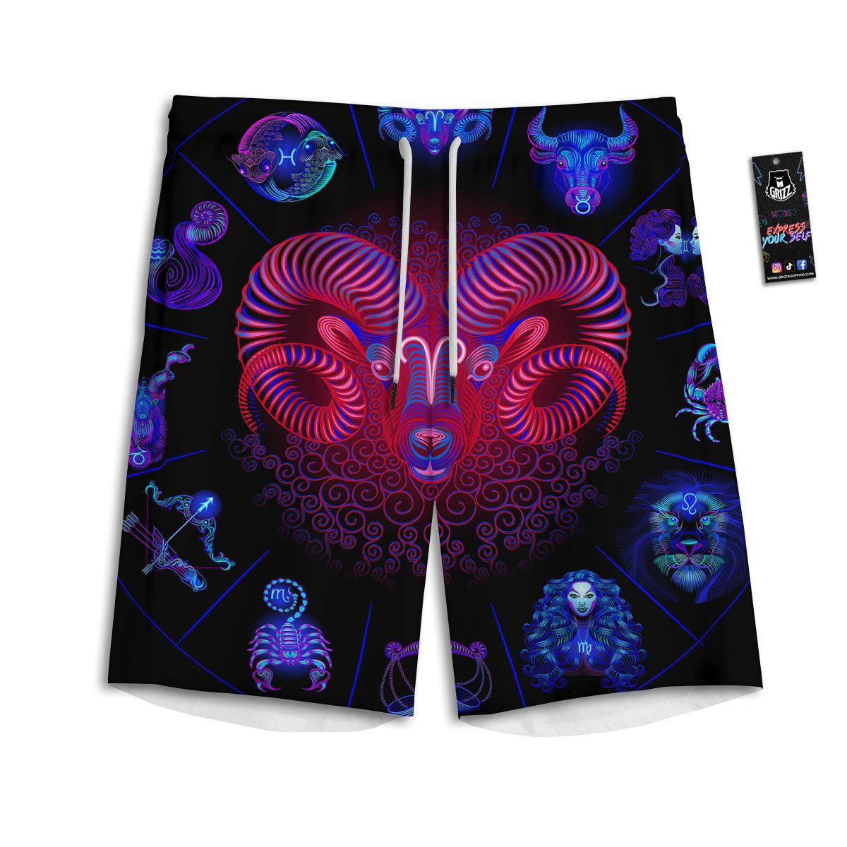 Astrological And Aries Signs Print Men's Athletic Shorts