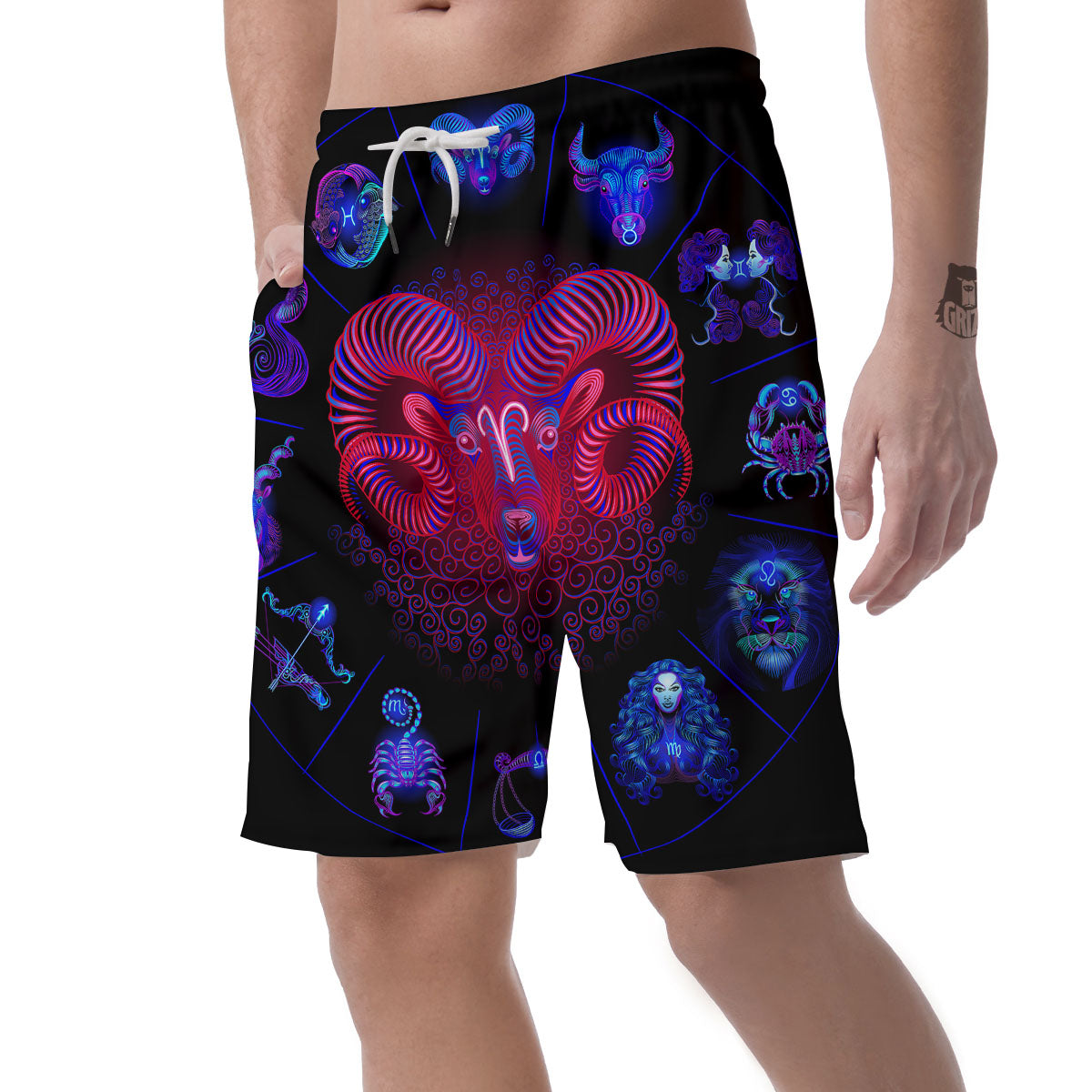 Astrological And Aries Signs Print Men's Shorts-grizzshop