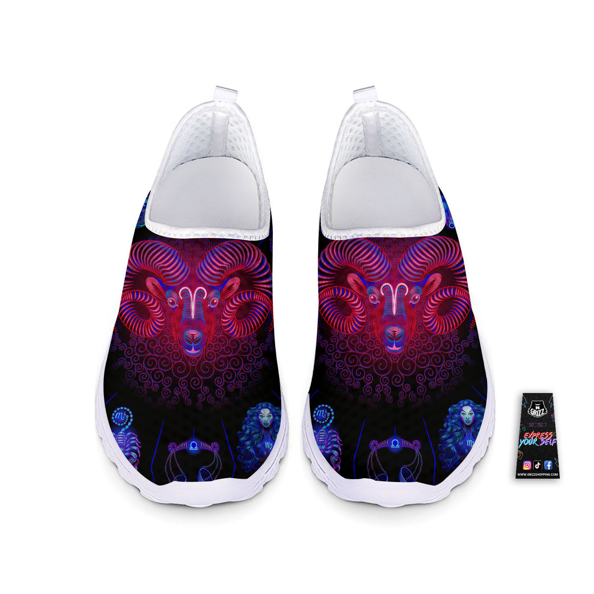 Astrological And Aries Signs Print Nurse Shoes-grizzshop