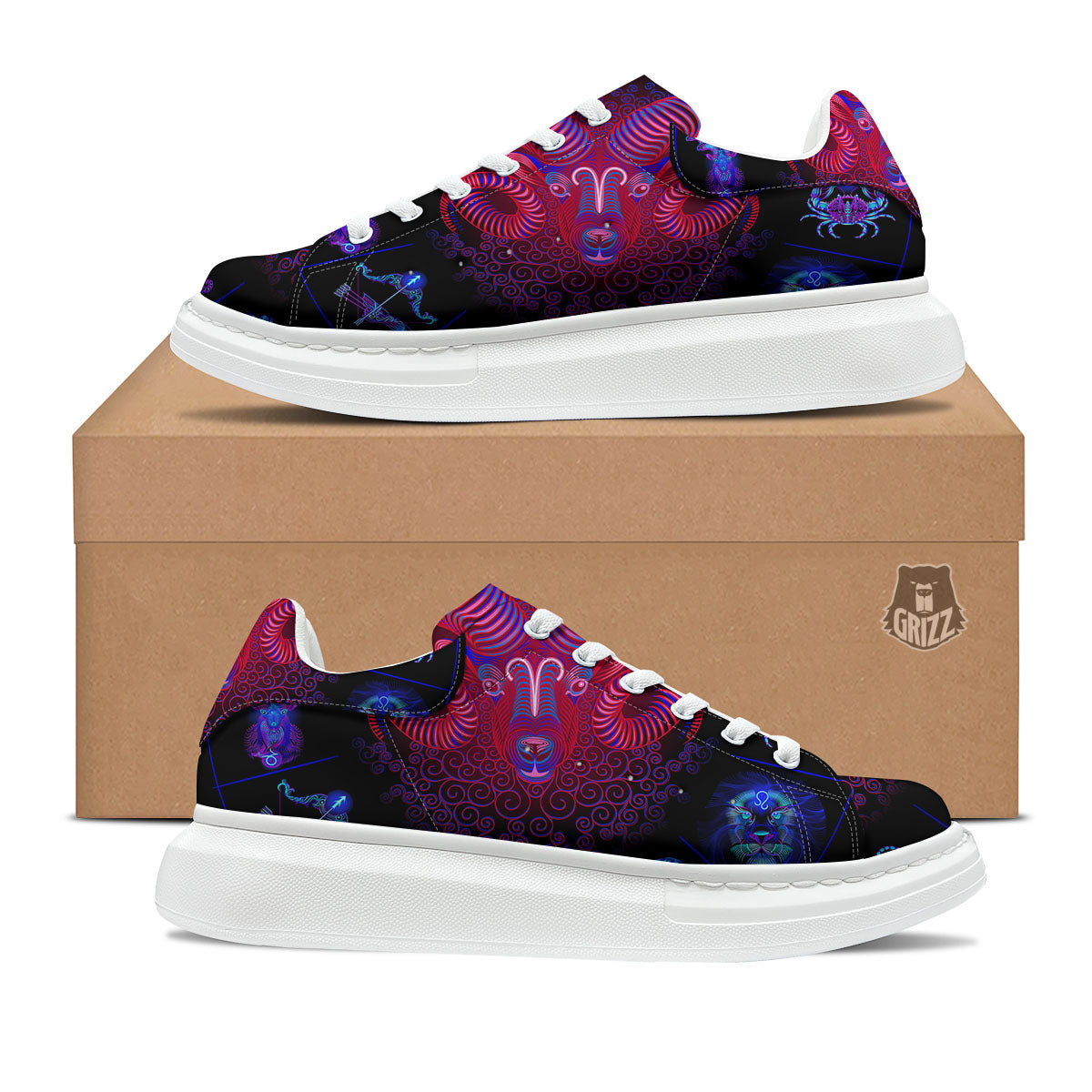 Astrological And Aries Signs Print Platform Shoes-grizzshop