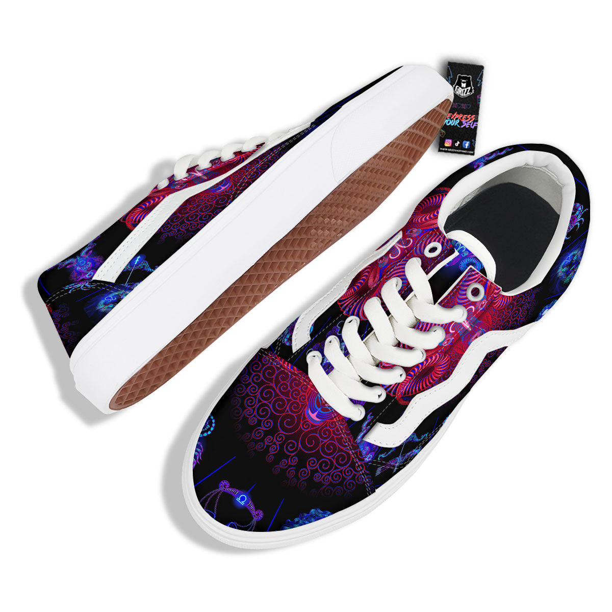 Astrological And Aries Signs Print Skate Shoes-grizzshop