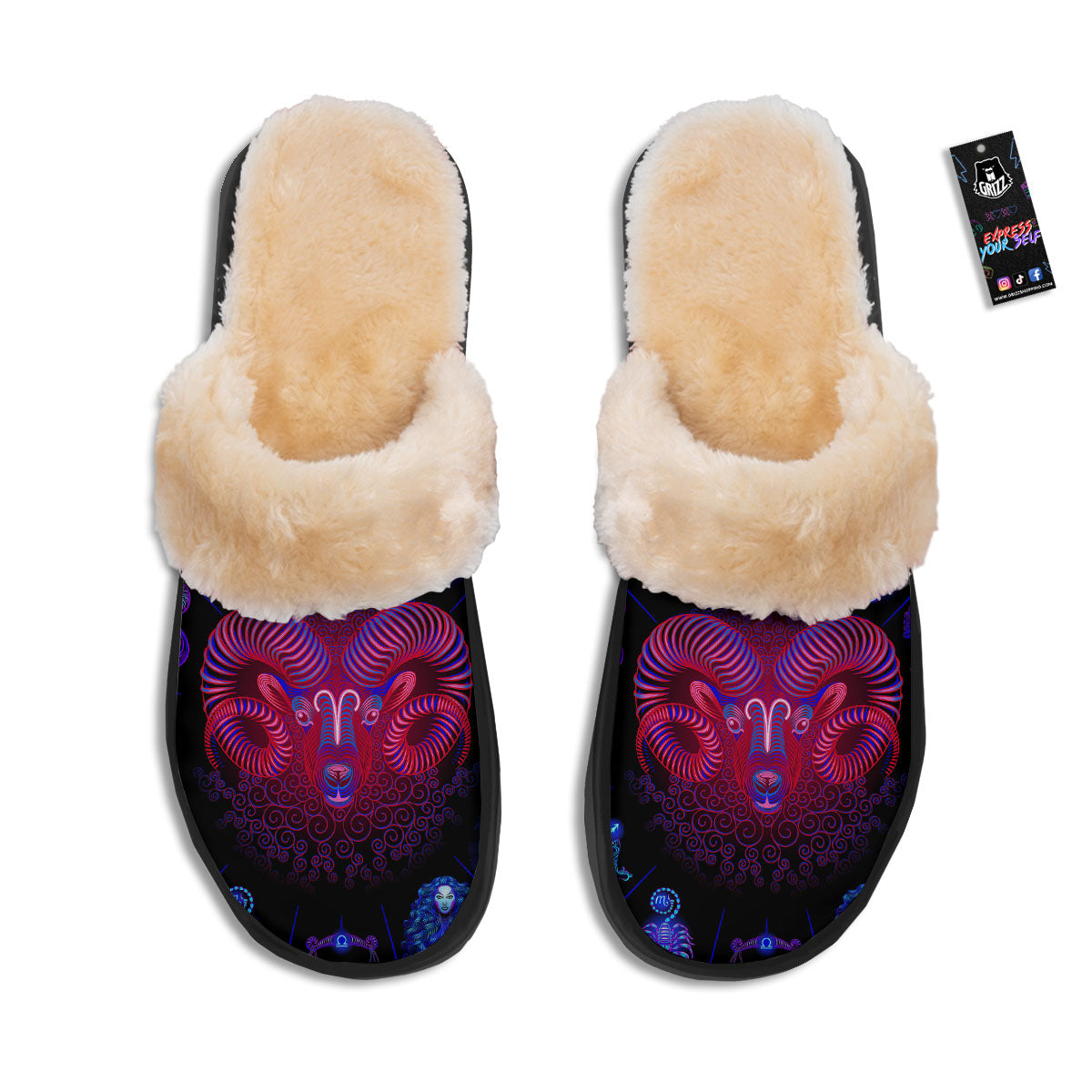 Astrological And Aries Signs Print Slippers-grizzshop