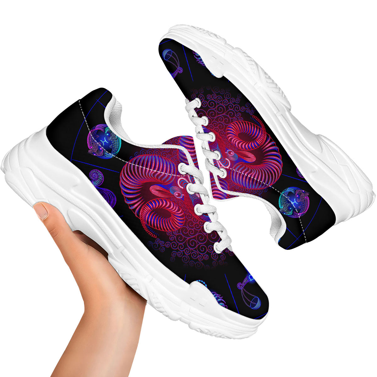 Astrological And Aries Signs Print White Chunky Shoes-grizzshop