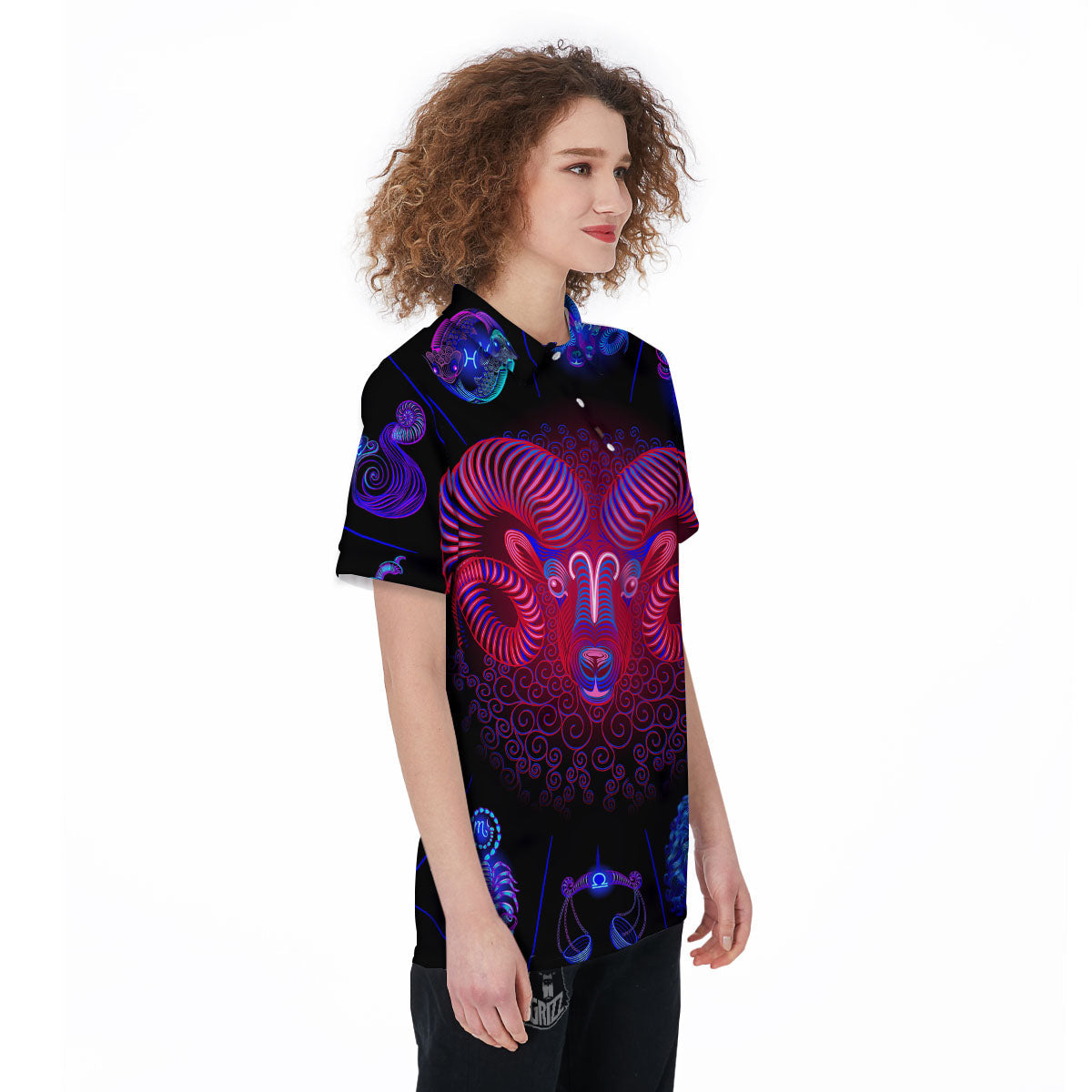 Astrological And Aries Signs Print Women's Golf Shirts-grizzshop