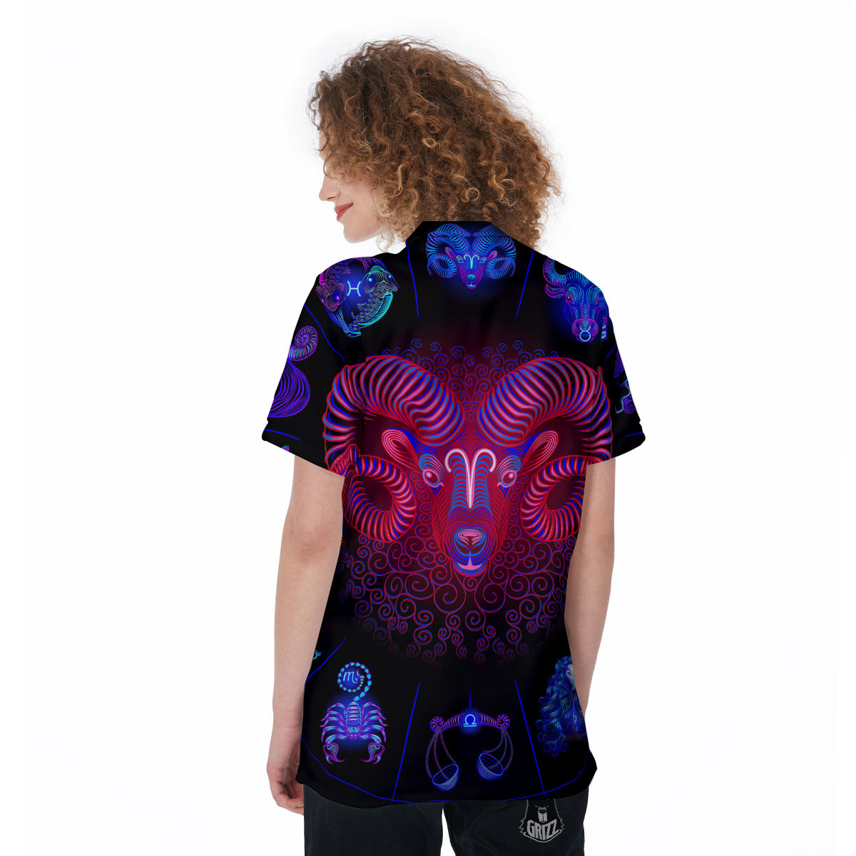 Astrological And Aries Signs Print Women's Golf Shirts-grizzshop