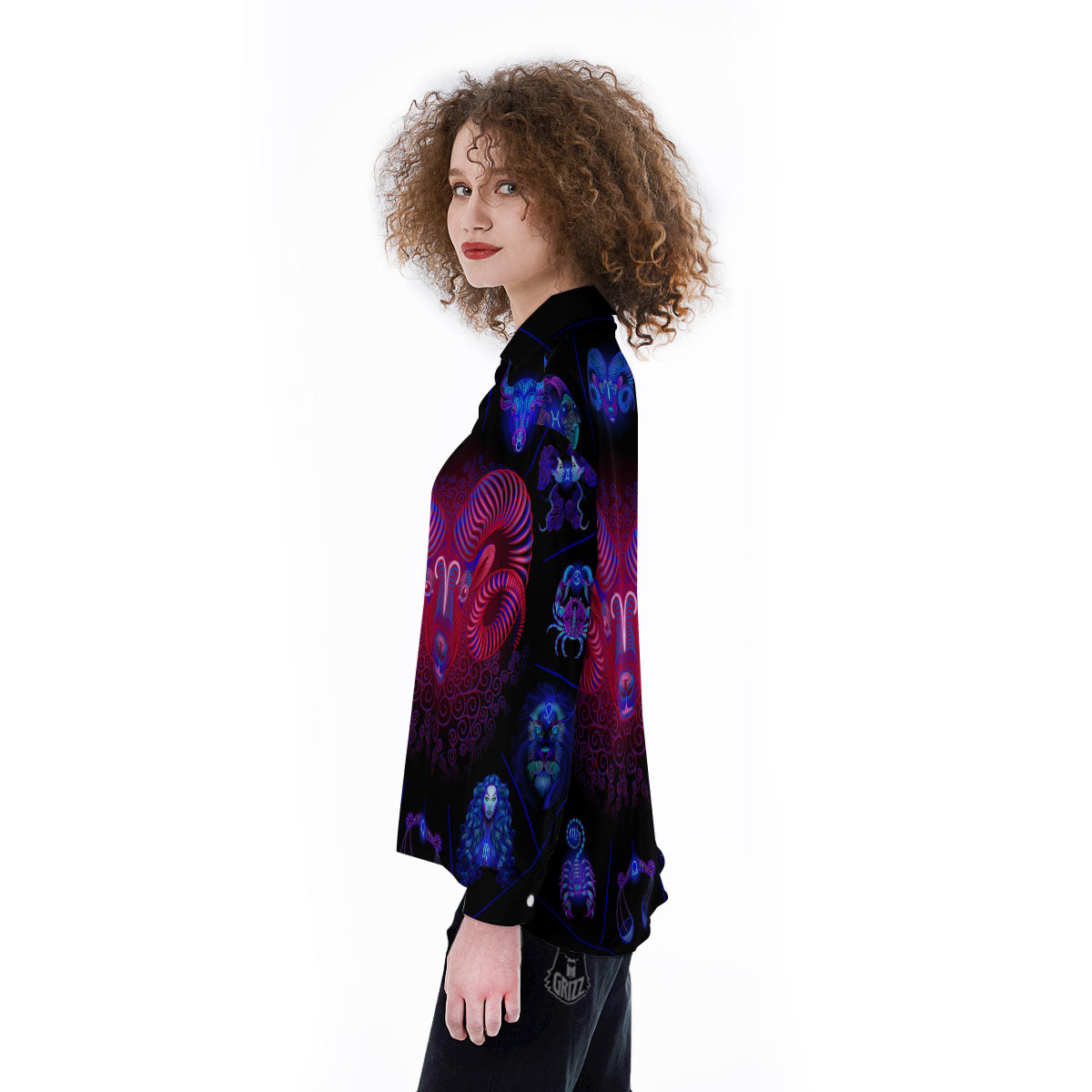 Astrological And Aries Signs Print Women's Long Sleeve Shirts-grizzshop