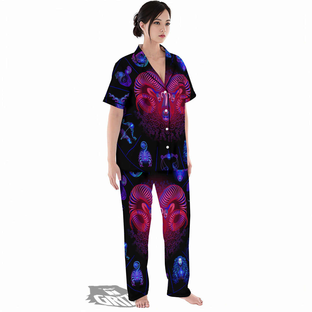 Astrological And Aries Signs Print Women's Pajamas Set-grizzshop
