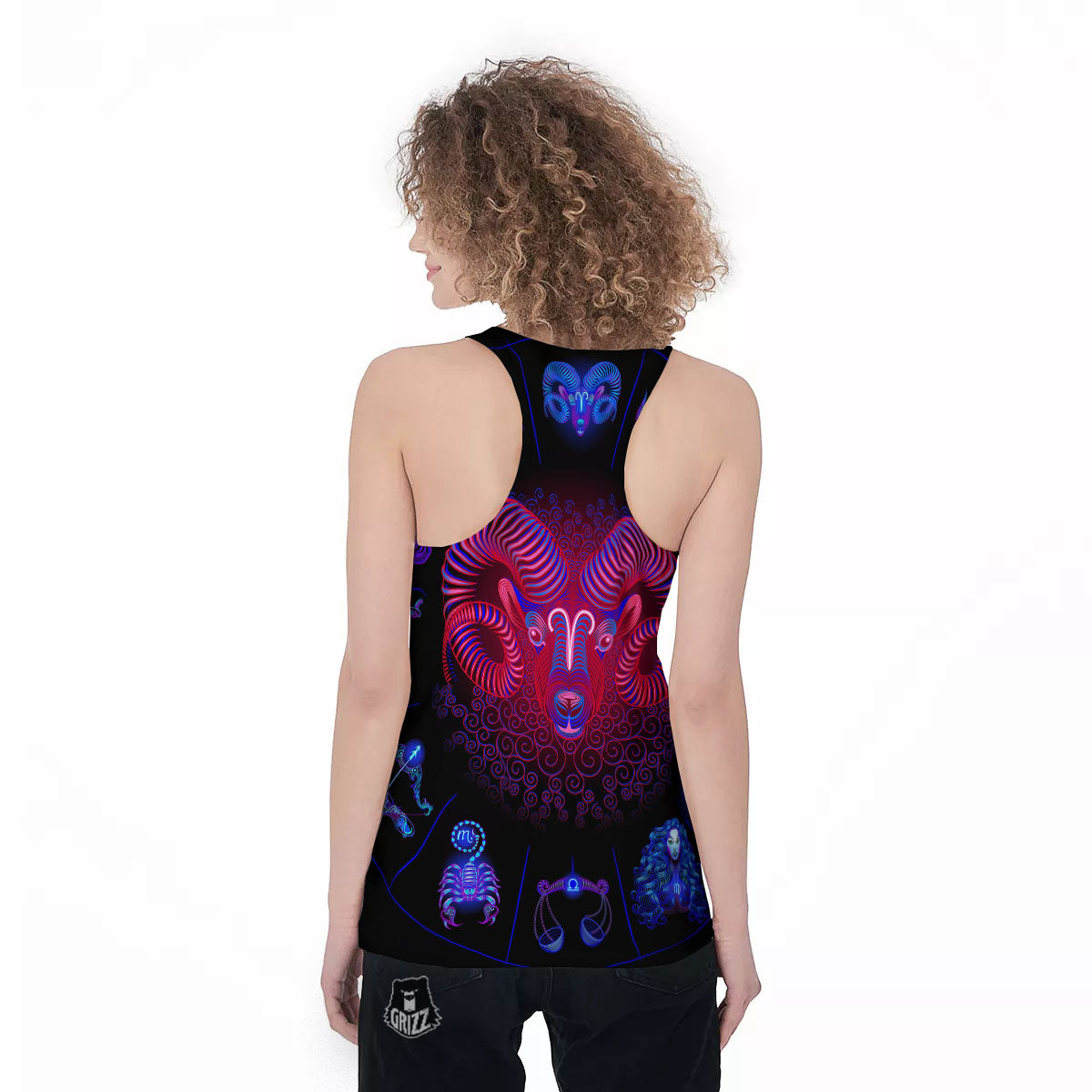 Astrological And Aries Signs Print Women's Racerback Tank Top-grizzshop