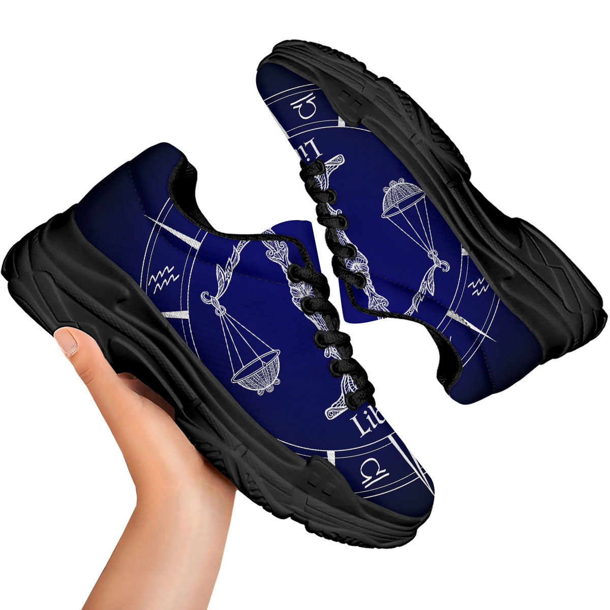 Astrological Libra Signs Libra Print Black Chunky Shoes-grizzshop