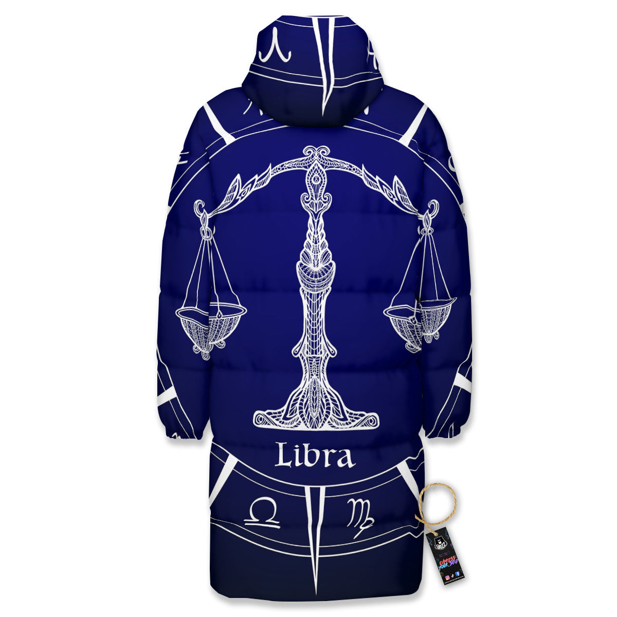 Astrological Libra Signs Libra Print Long Down Jacket-grizzshop
