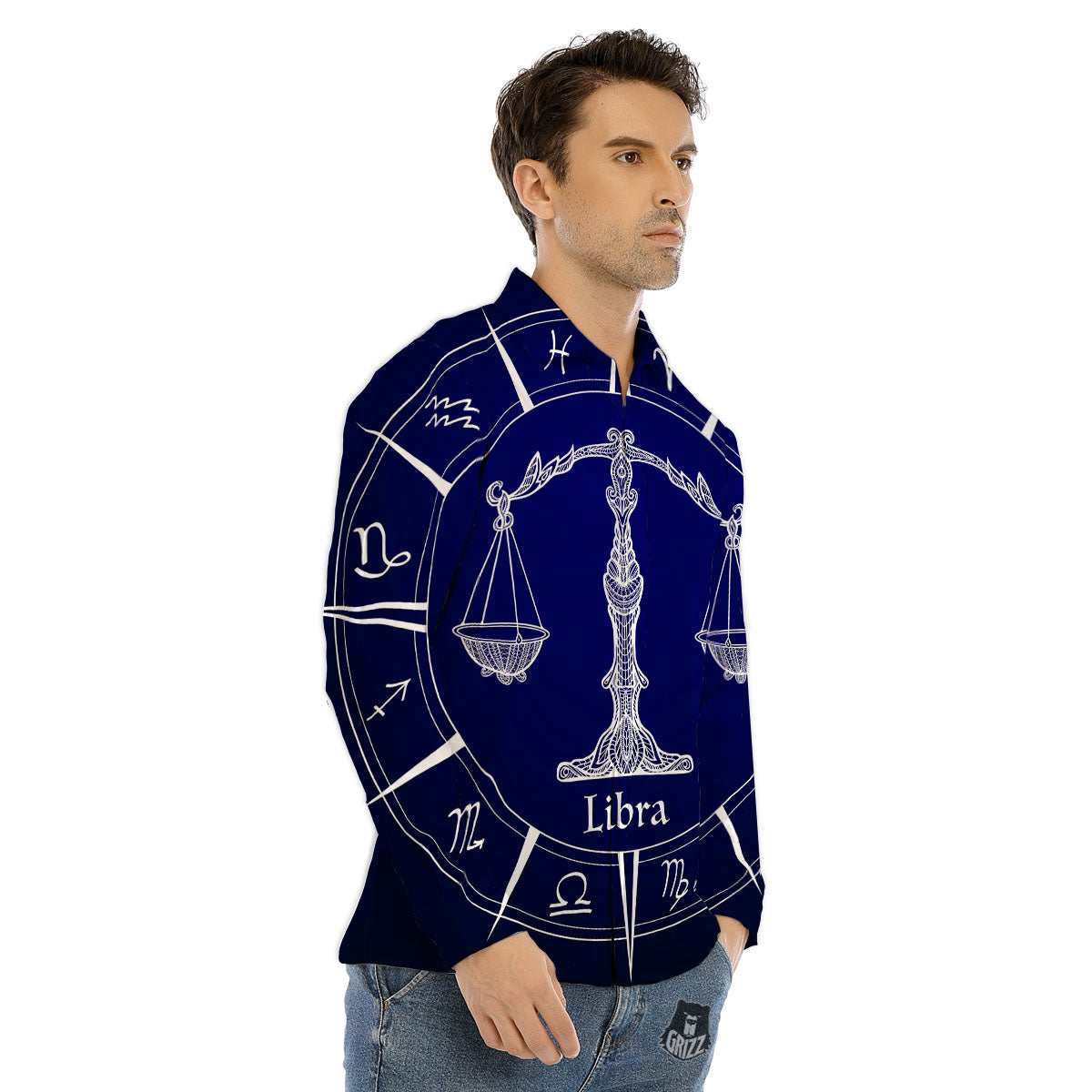 Astrological Libra Signs Libra Print Men's Dress Shirts-grizzshop