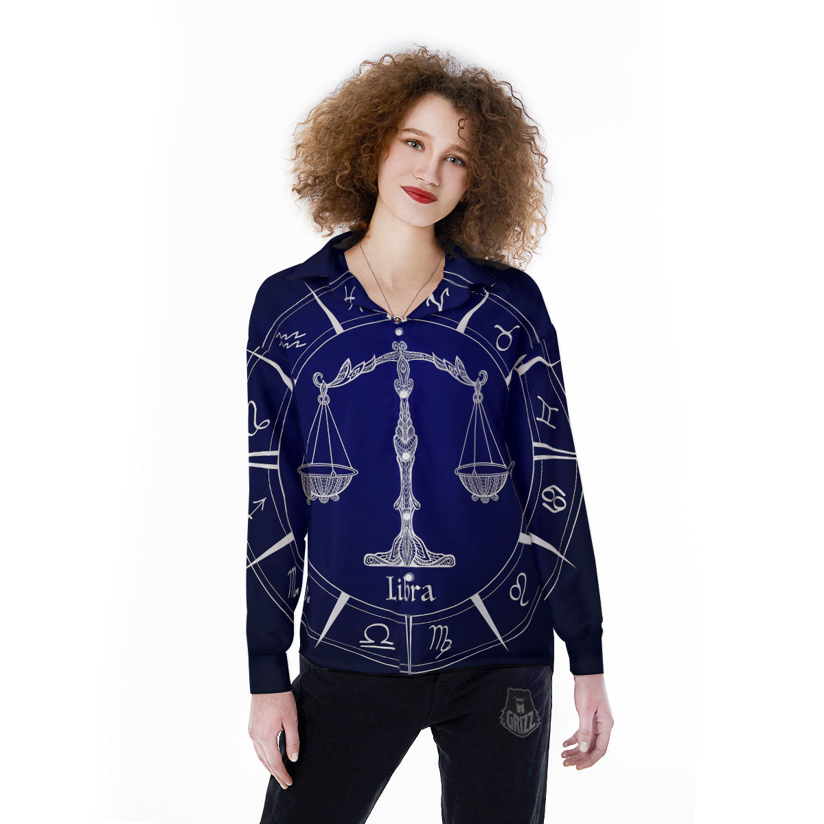 Astrological Libra Signs Libra Print Women's Long Sleeve Shirts-grizzshop