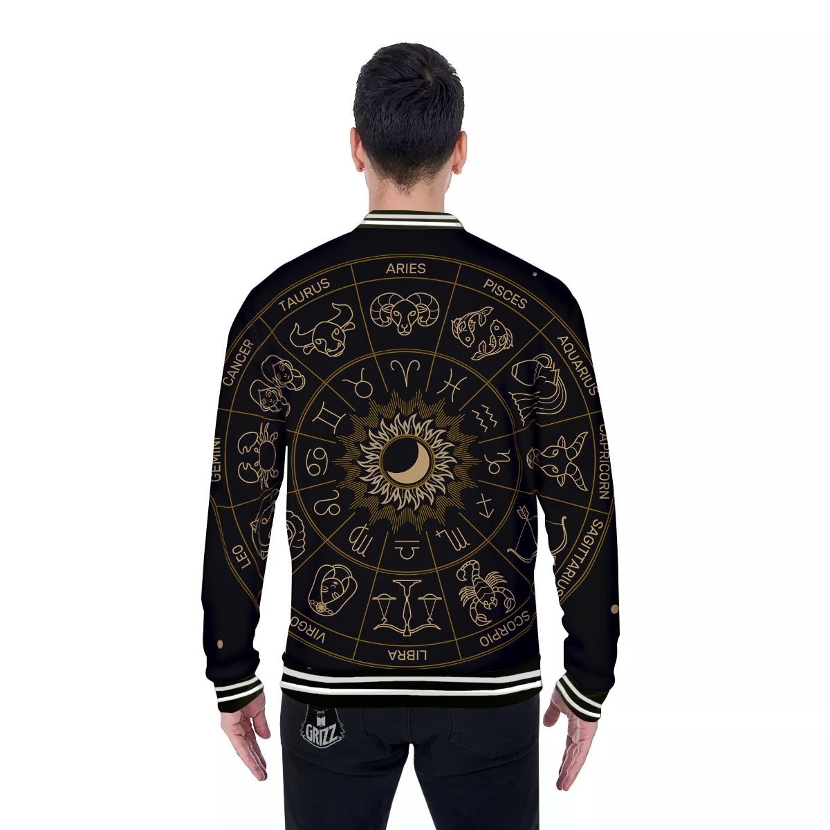 Astrology Zodiac Signs Print Baseball Jacket-grizzshop