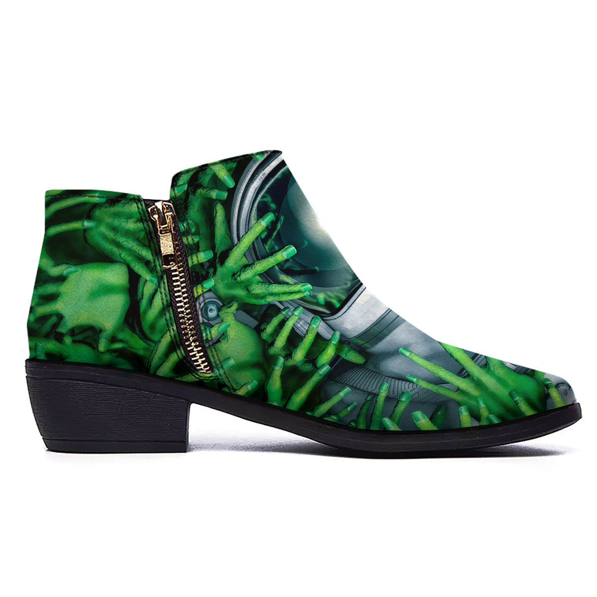 Astronaut And Alien Sci Fi Print Ankle Boots-grizzshop