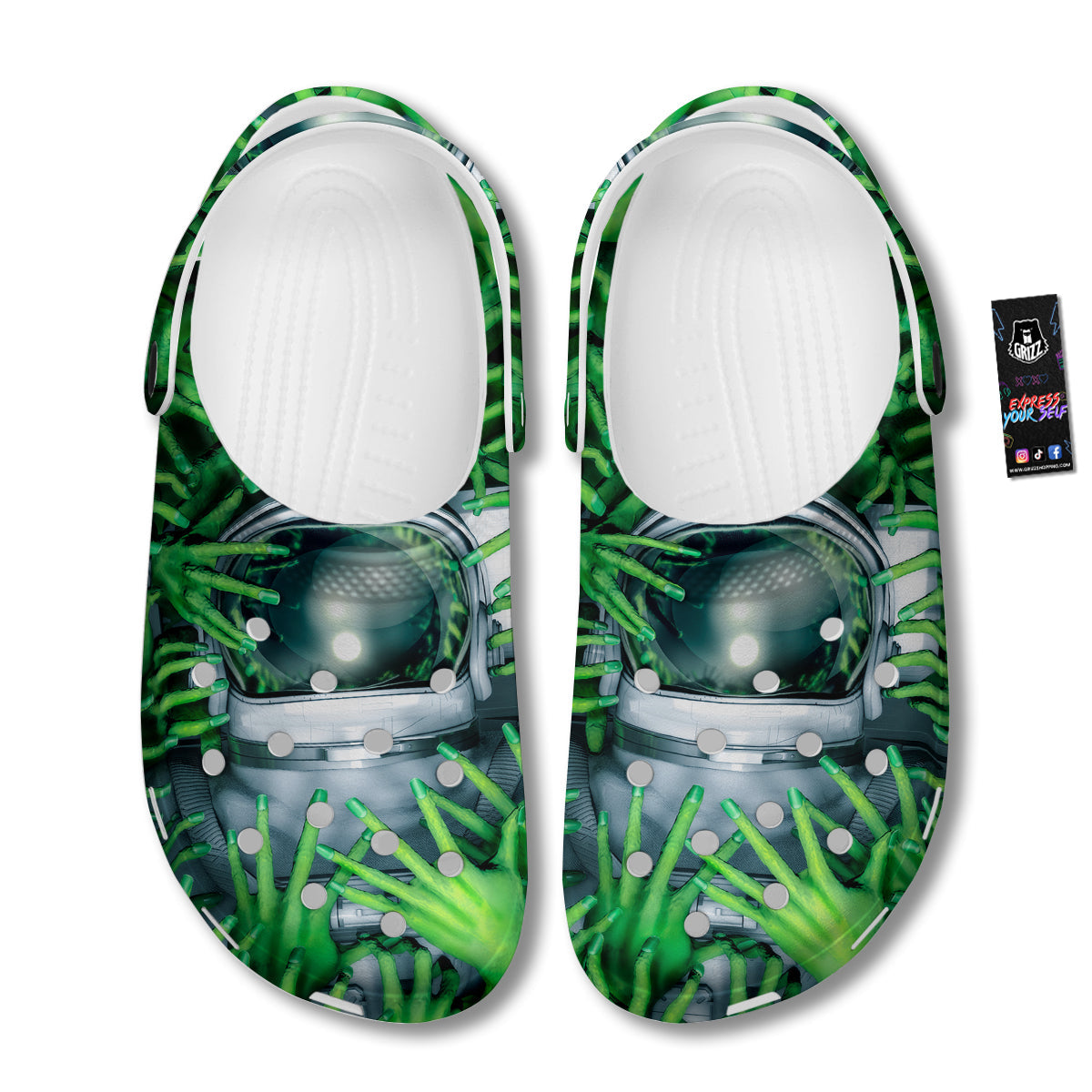 Astronaut And Alien Sci Fi Print Clog-grizzshop