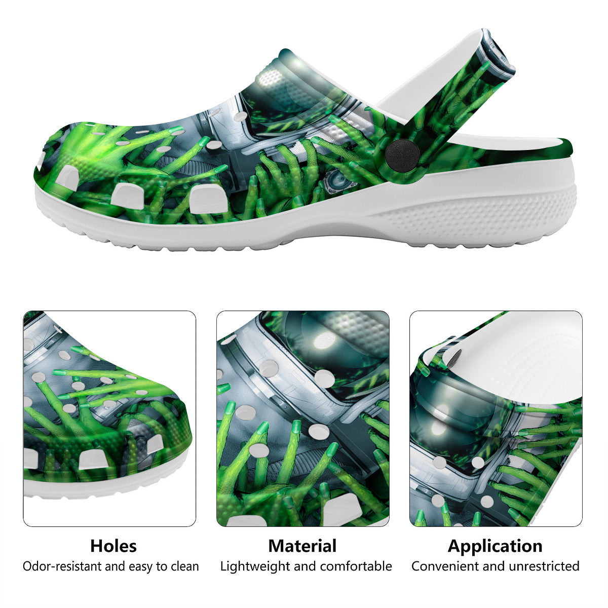 Astronaut And Alien Sci Fi Print Clog-grizzshop